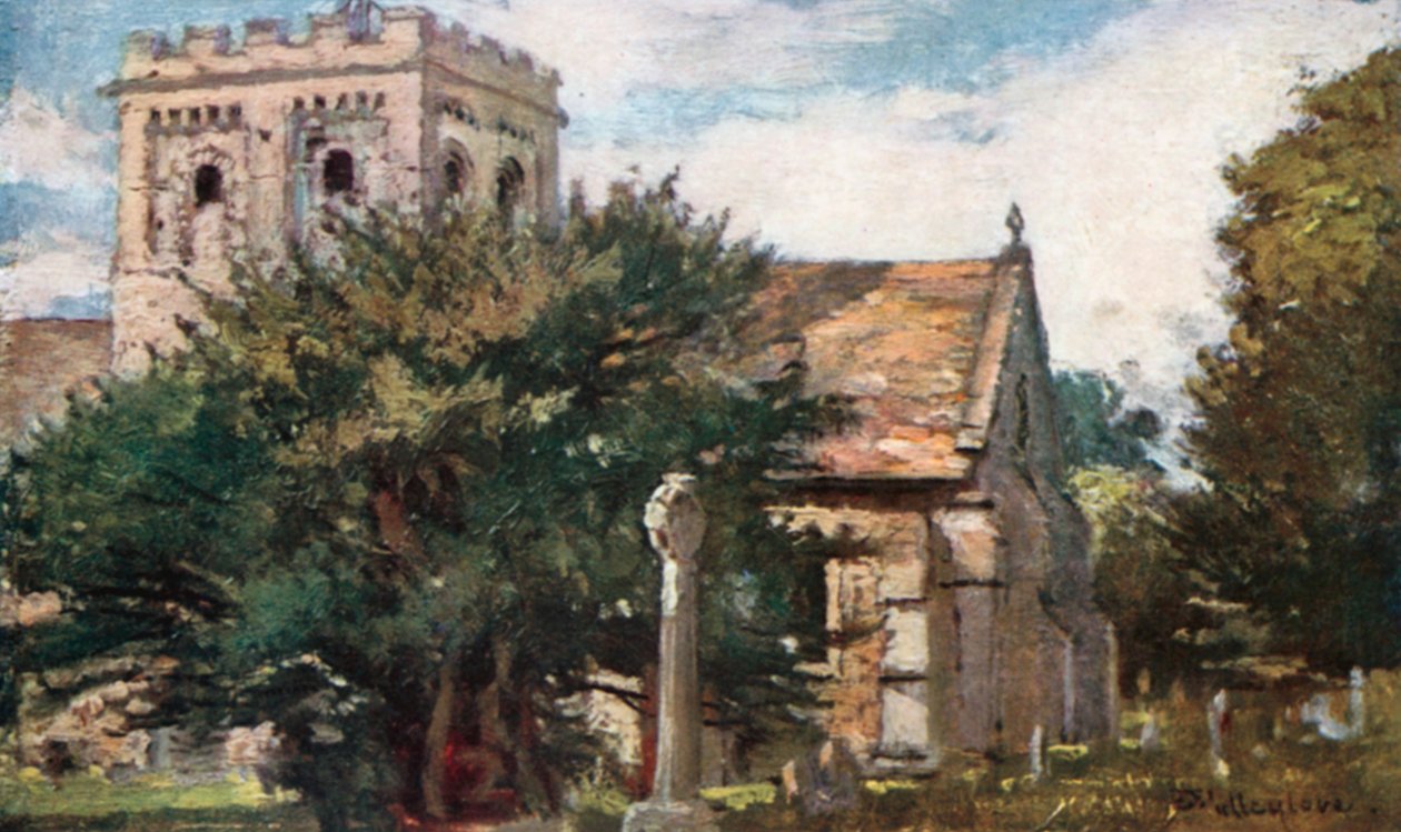 Iffley kirke fra sørøst (fargelitografi) av John Fulleylove