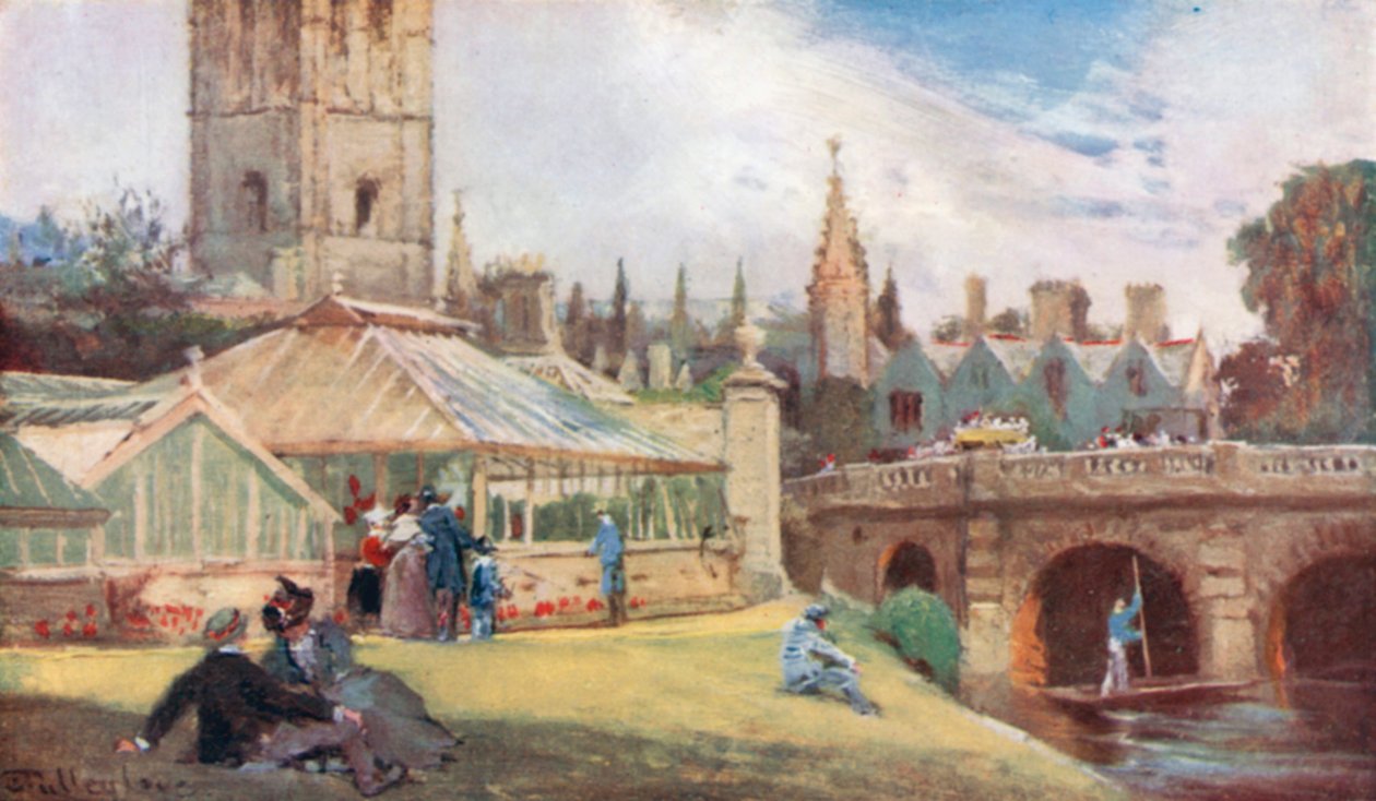 Magdalen College, fra Botanisk hage (fargelitografi) av John Fulleylove