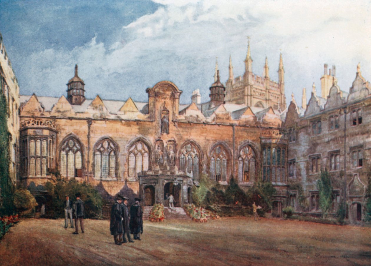 Oriel College (fargelitografi) av John Fulleylove