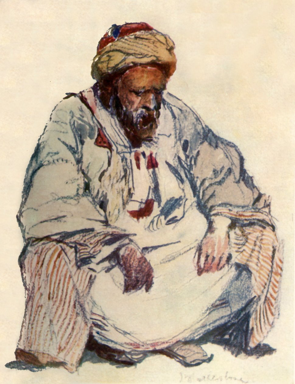 Sittende figur av syrisk hyrde i saueskinnsfrakk, 1902. av John Fulleylove