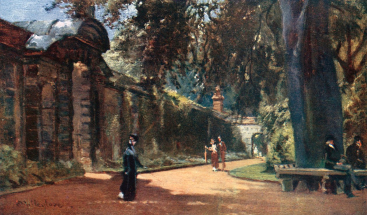 Botanisk hage (fargelitografi) av John Fulleylove