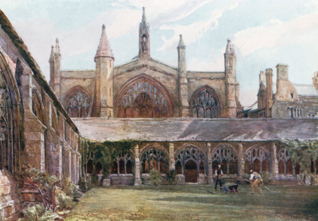 Klostergangene, New College (fargelitografi) av John Fulleylove