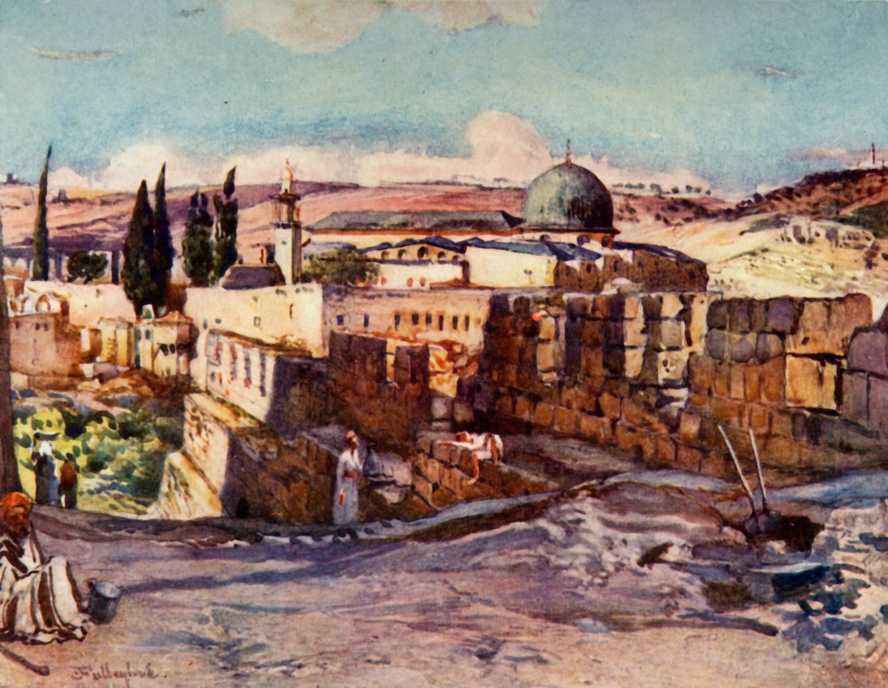 Moskeen i El Aksa fra innsiden av sørmuren i Jerusalem, 1902. av John Fulleylove