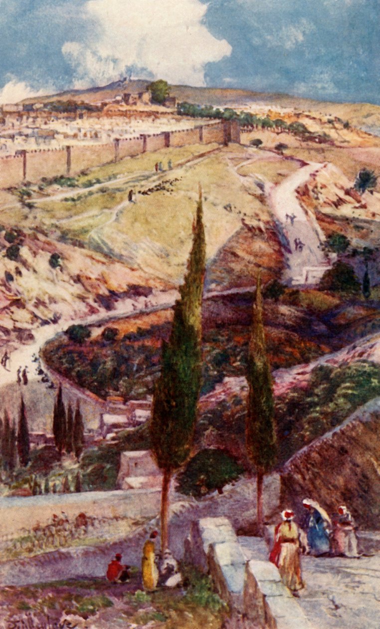 Nord-østenden av Jerusalem og Mizpa fra Oljeberget, 1902. av John Fulleylove