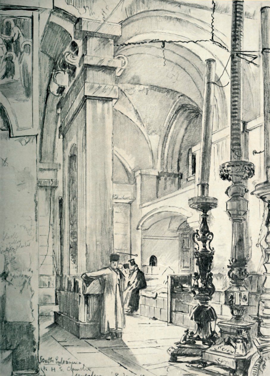 Vestibylen til Den hellige gravs kirke, 1902. av John Fulleylove