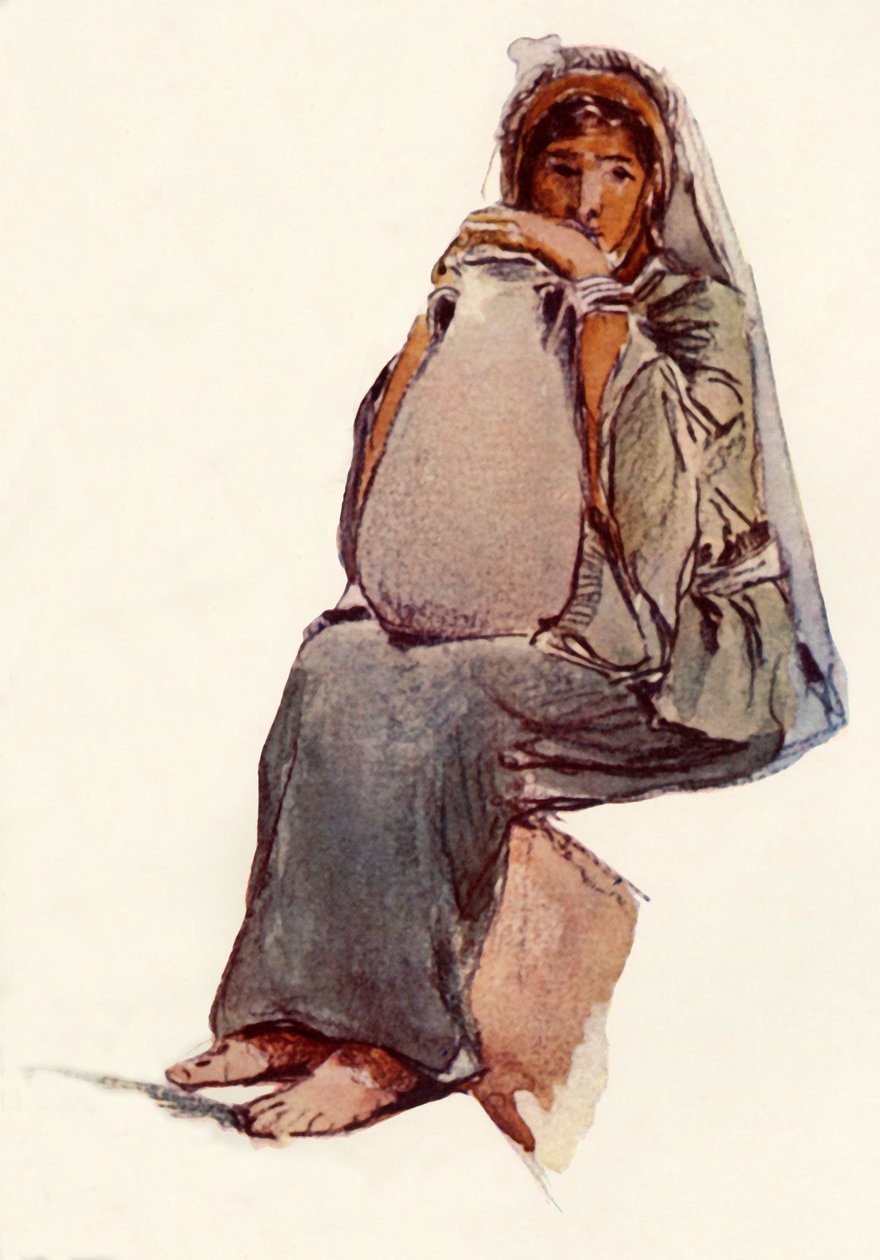 Vannbærer sittende figur, Jerusalem, 1902. av John Fulleylove