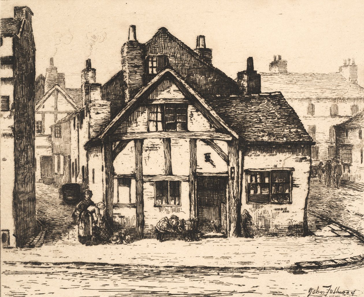 Old House, Salop Street, Wolverhampton, fra 'Remnants of Old Wolverhampton, Vol. 1', utgitt 1880 av John Fullwood