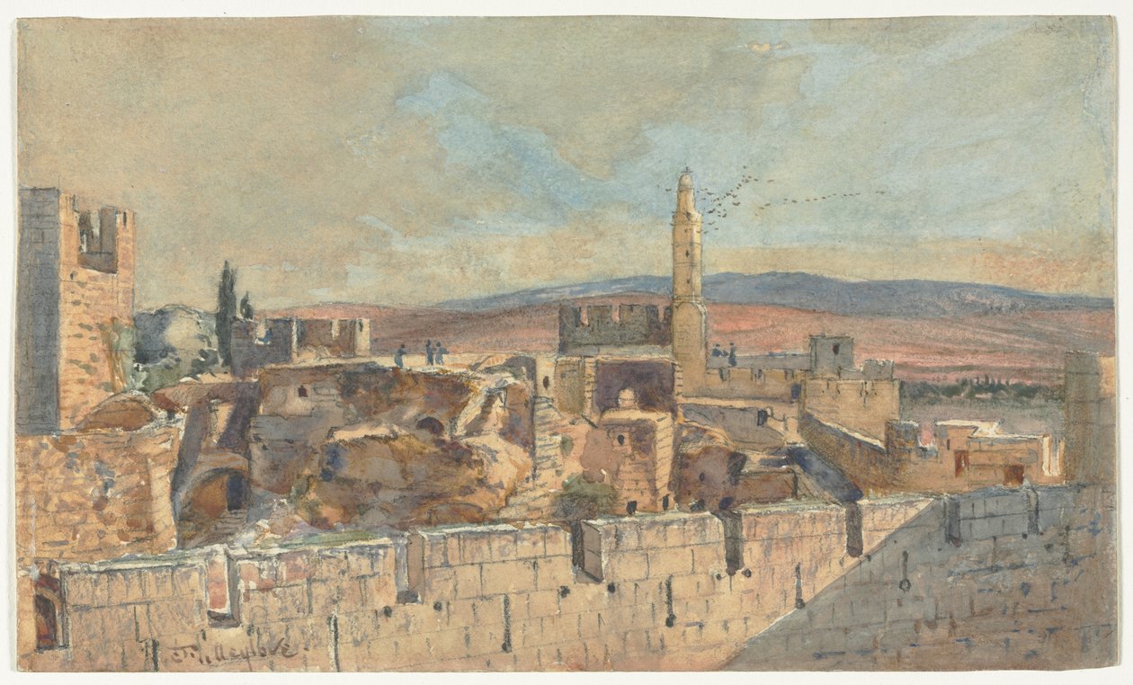 Utsikt over Gamlebyen i Jerusalem, andre halvdel av 1800-tallet. av John Fullylove