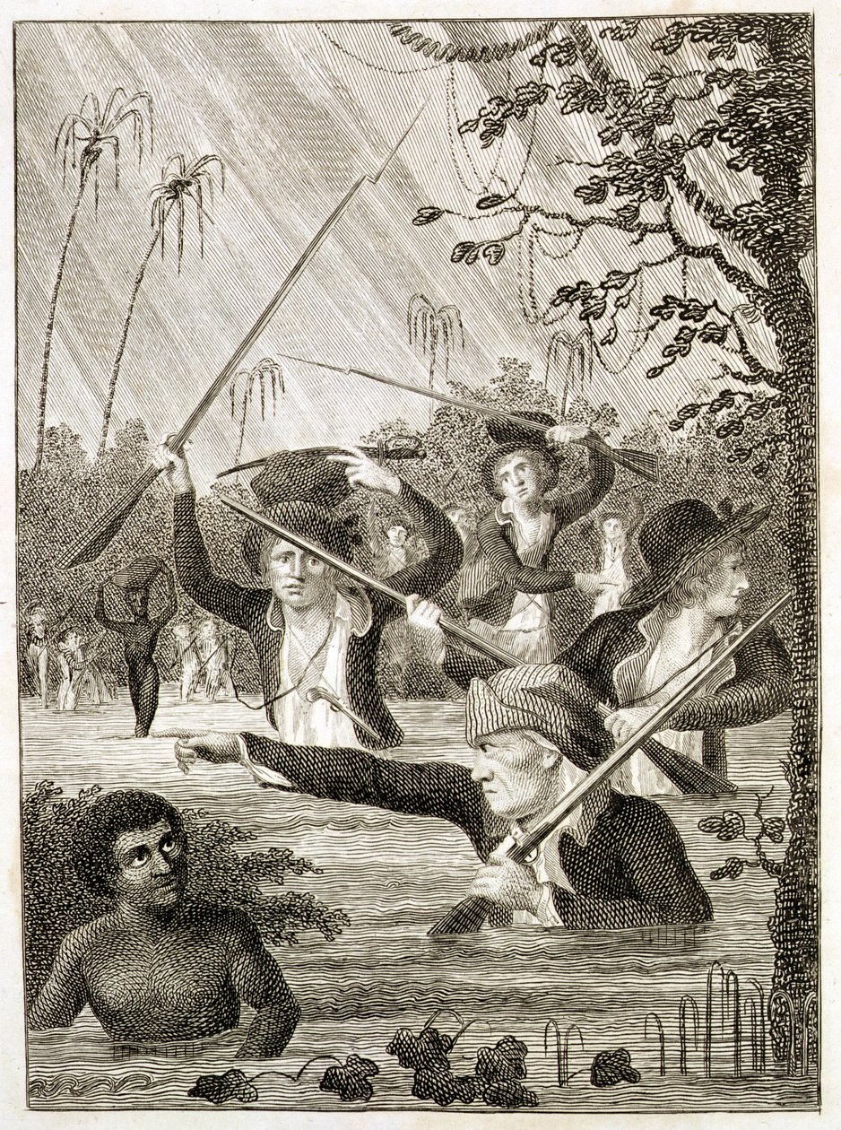 Mars gjennom en sump eller myr i Terra Firma av John Gabriel (after) Stedman