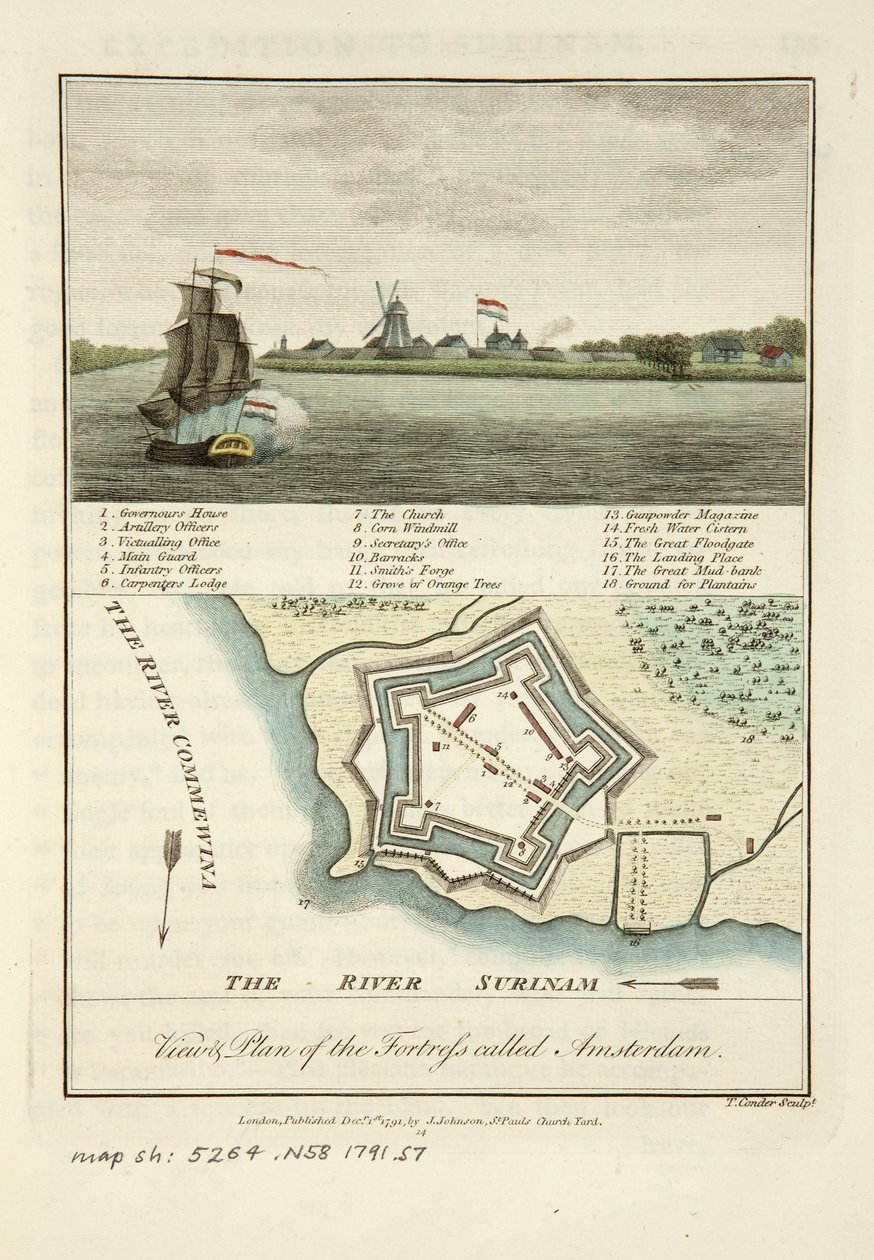 Utsikt og plan over festningen kalt Amsterdam av John Gabriel Stedman