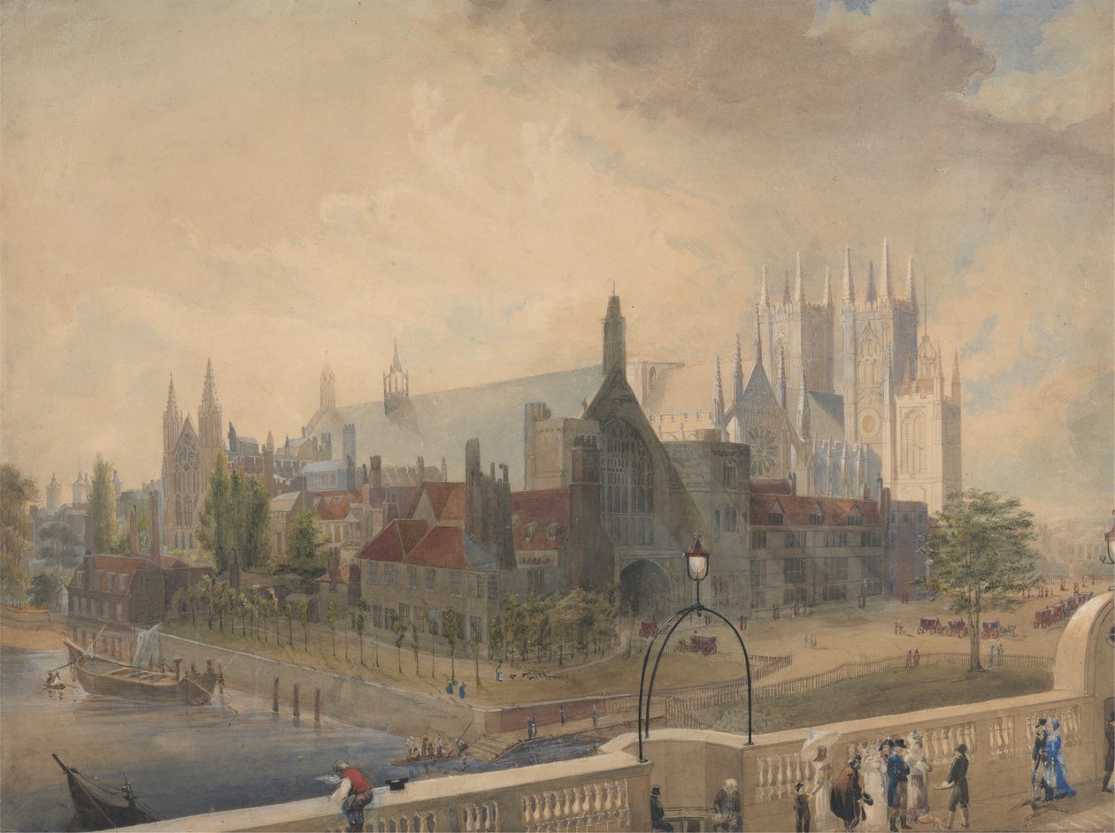 Utsikt over Westminster Hall og Abbey fra broen av John Gendall