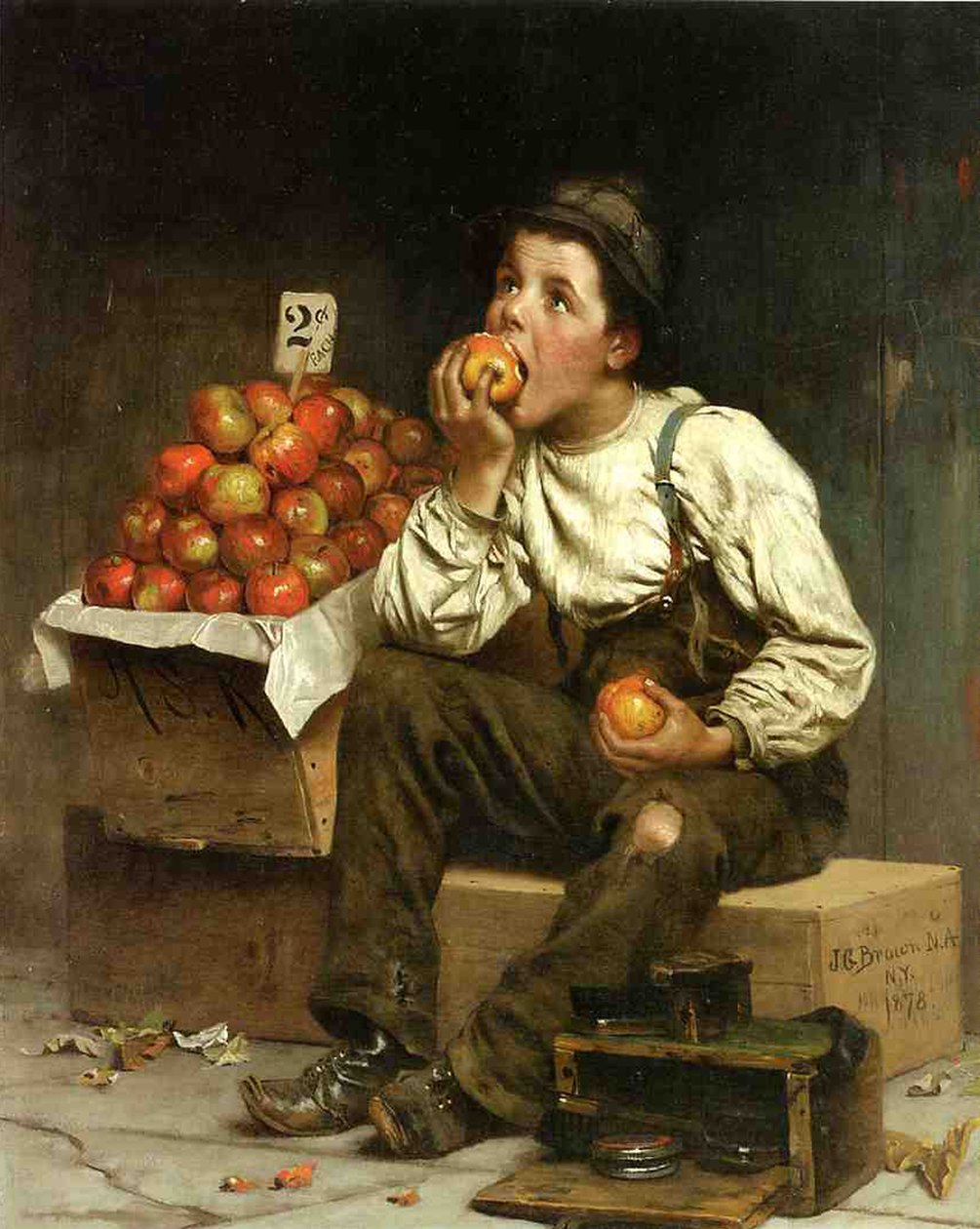 En gutt som spiser epler, 1878 av John George Brown