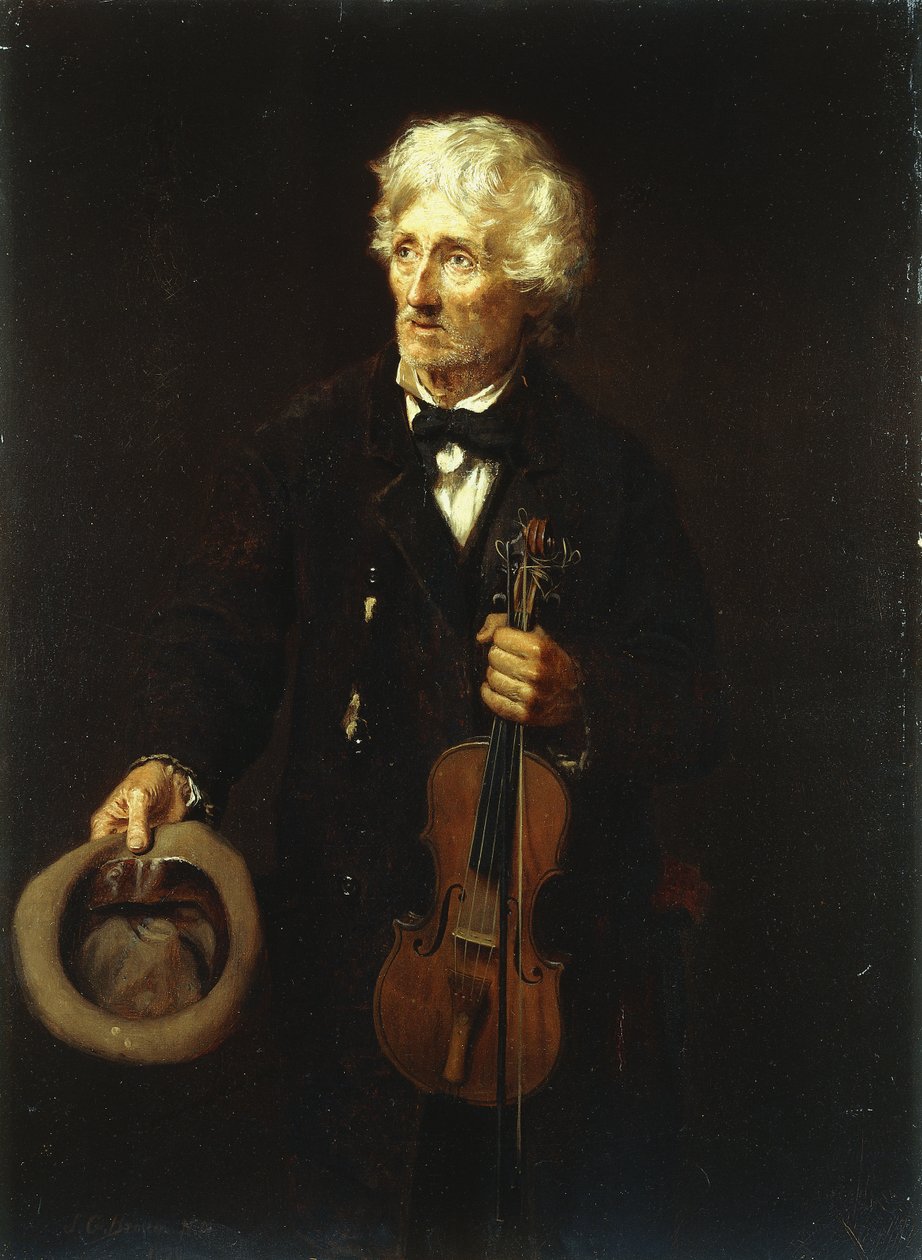 Mann med fiolin, 1879 av John George Brown
