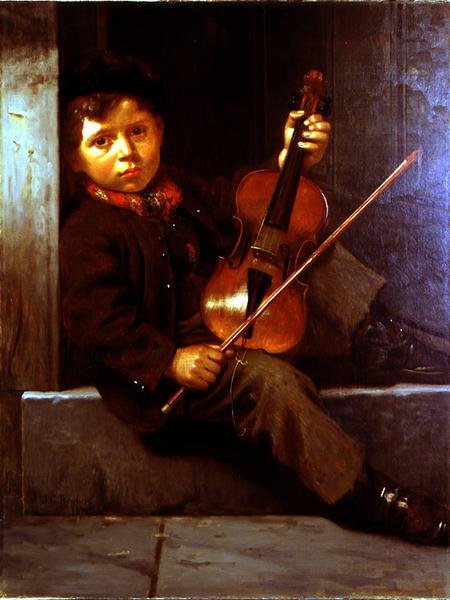 The Boy Fiolinist (olje på lerret) av John George Brown