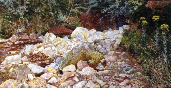 A Rocky Stream (akvarell på papir) av John George Sowerby