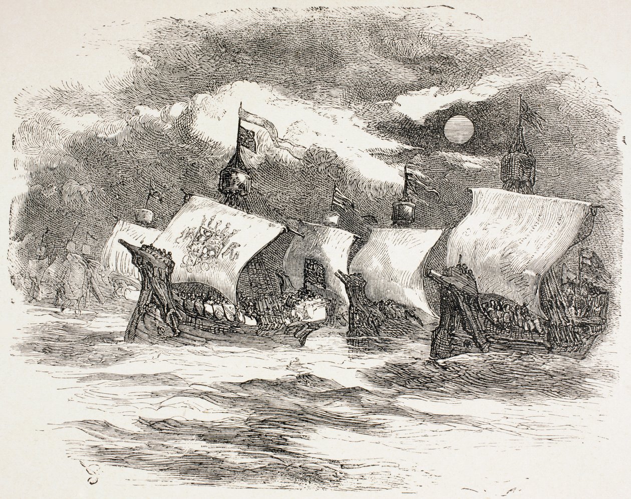 Kong Henrys flåte seiler til Frankrike, 1890 av John Gilbert