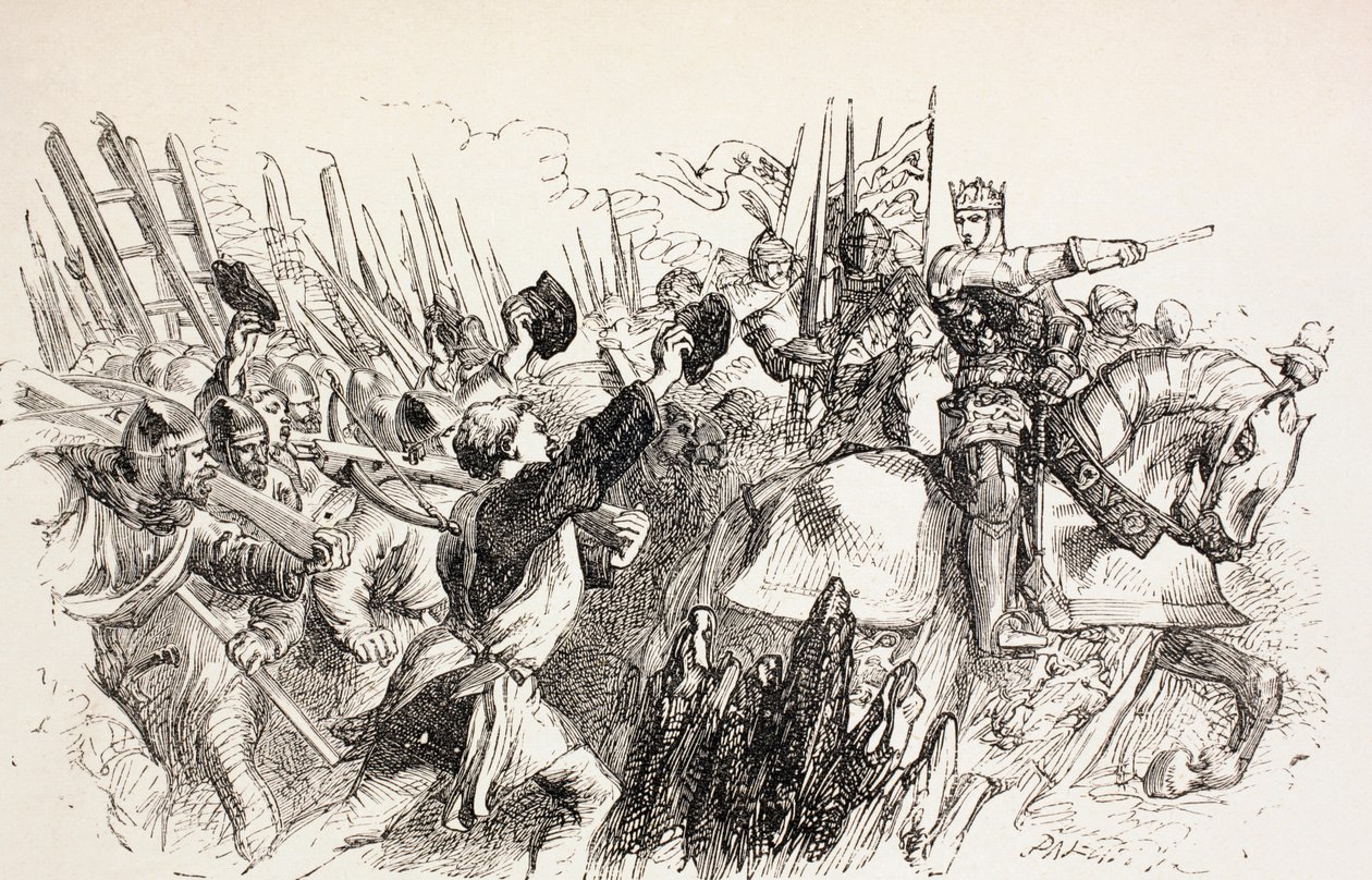 Kong Henrys styrker ved beleiringen av Harfleur, Frankrike, 1890 av John Gilbert