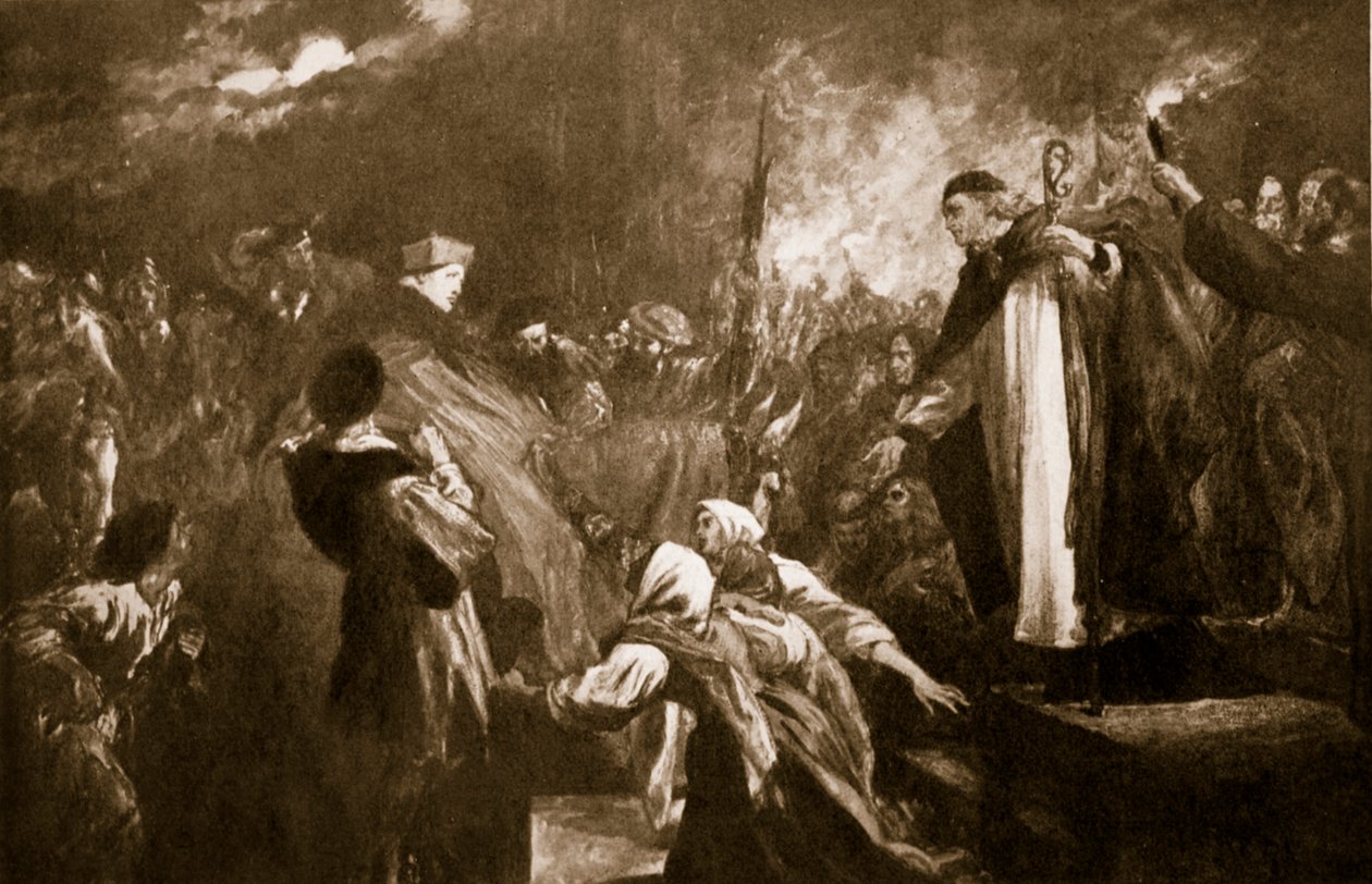 Ankomsten av kardinal Wolsey til Leicester Abbey, 1530, illustrasjon fra Hutchinsons 