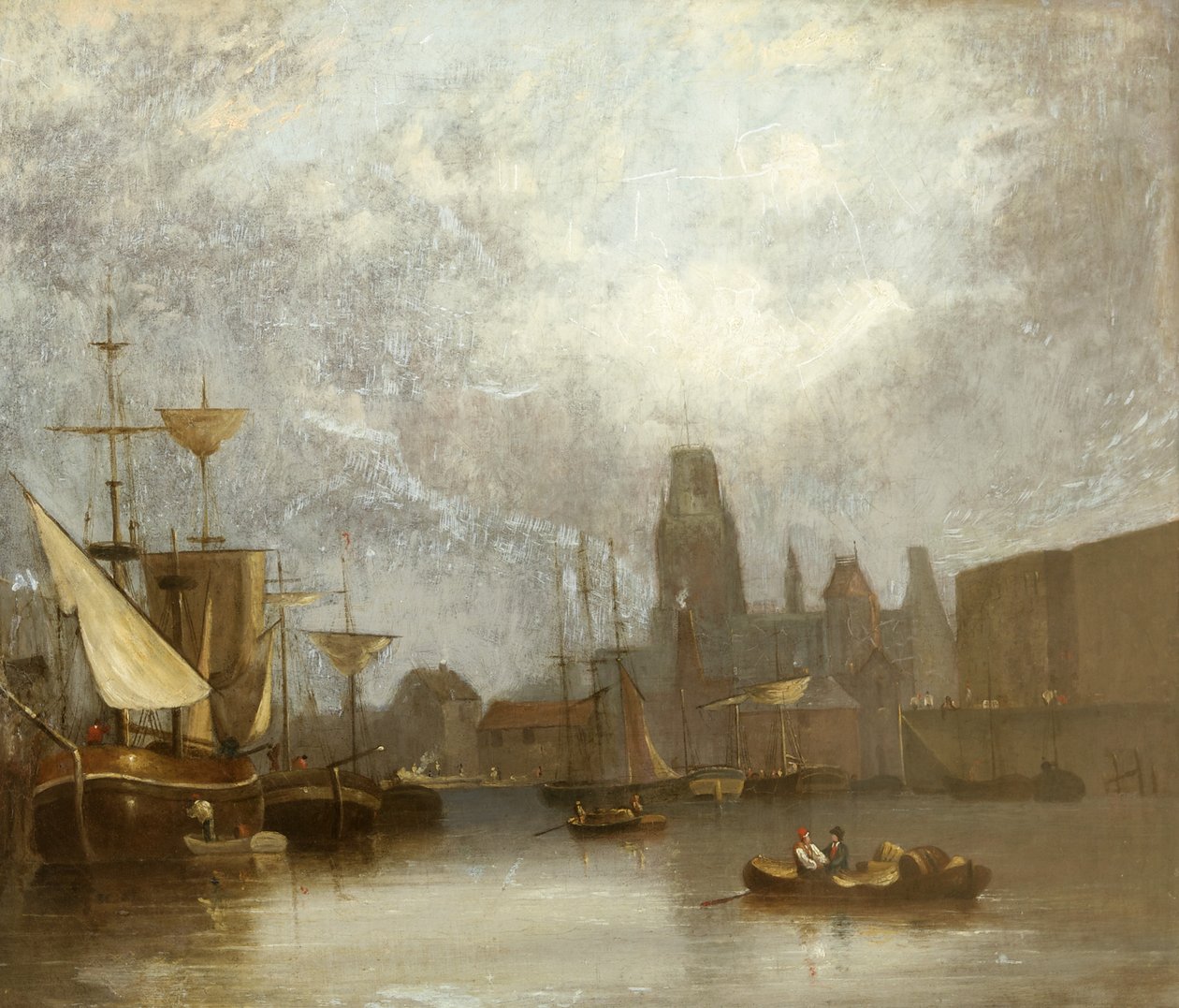 St Mary Redcliffe fra den flytende havnen (olje på lerret) av John Glen Wilson