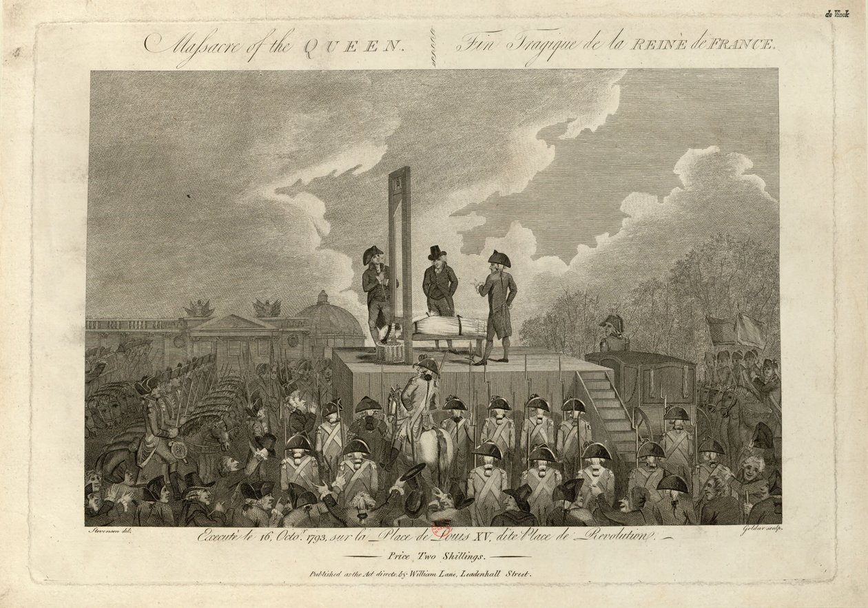 Henrettelsen av Marie Antoinette 16. oktober 1793, 1793-1794. av John Goldar