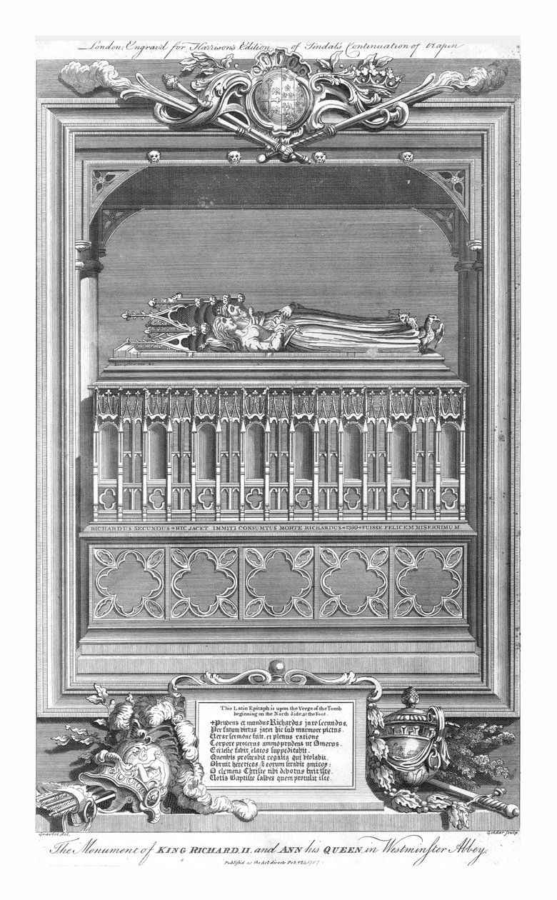 Monumentet til kong Richard II. og Ann hans dronning, i Westminster Abbey, midten av 1700-tallet. av John Goldar