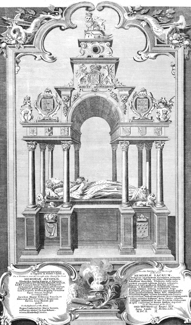 Monumentet til dronning Elizabeth i Westminster Abbey, 1786 av John Goldar