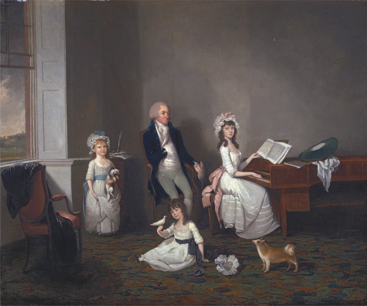 John Richard Comyns fra Hylands, Essex, med sine døtre av John Greenwood