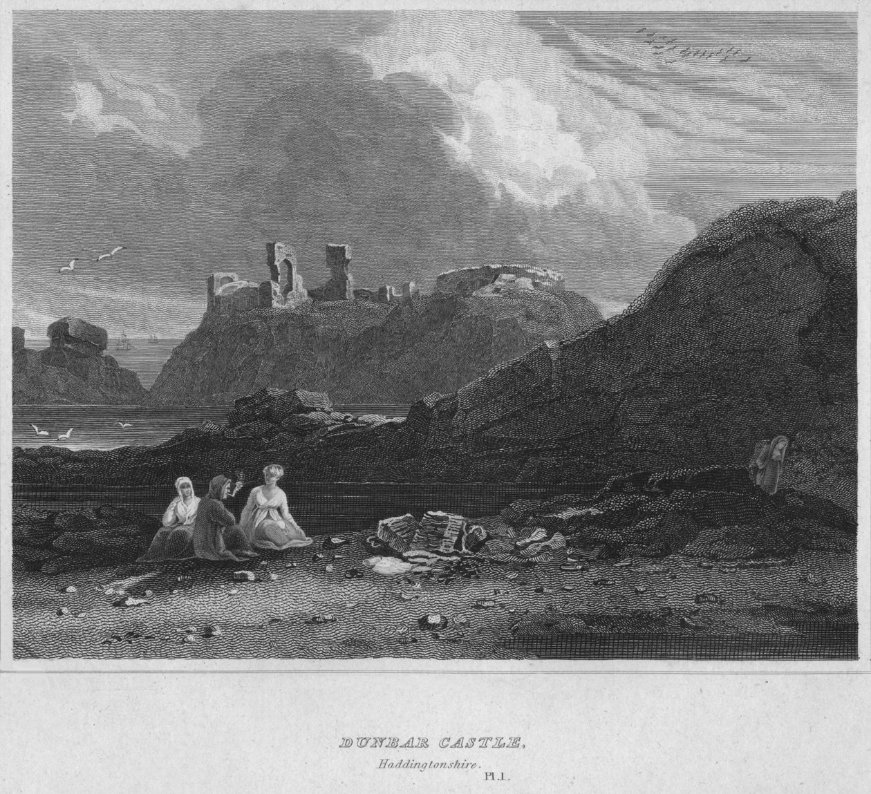 Dunbar Castle, Haddingtonshire, 1814 av John Greig