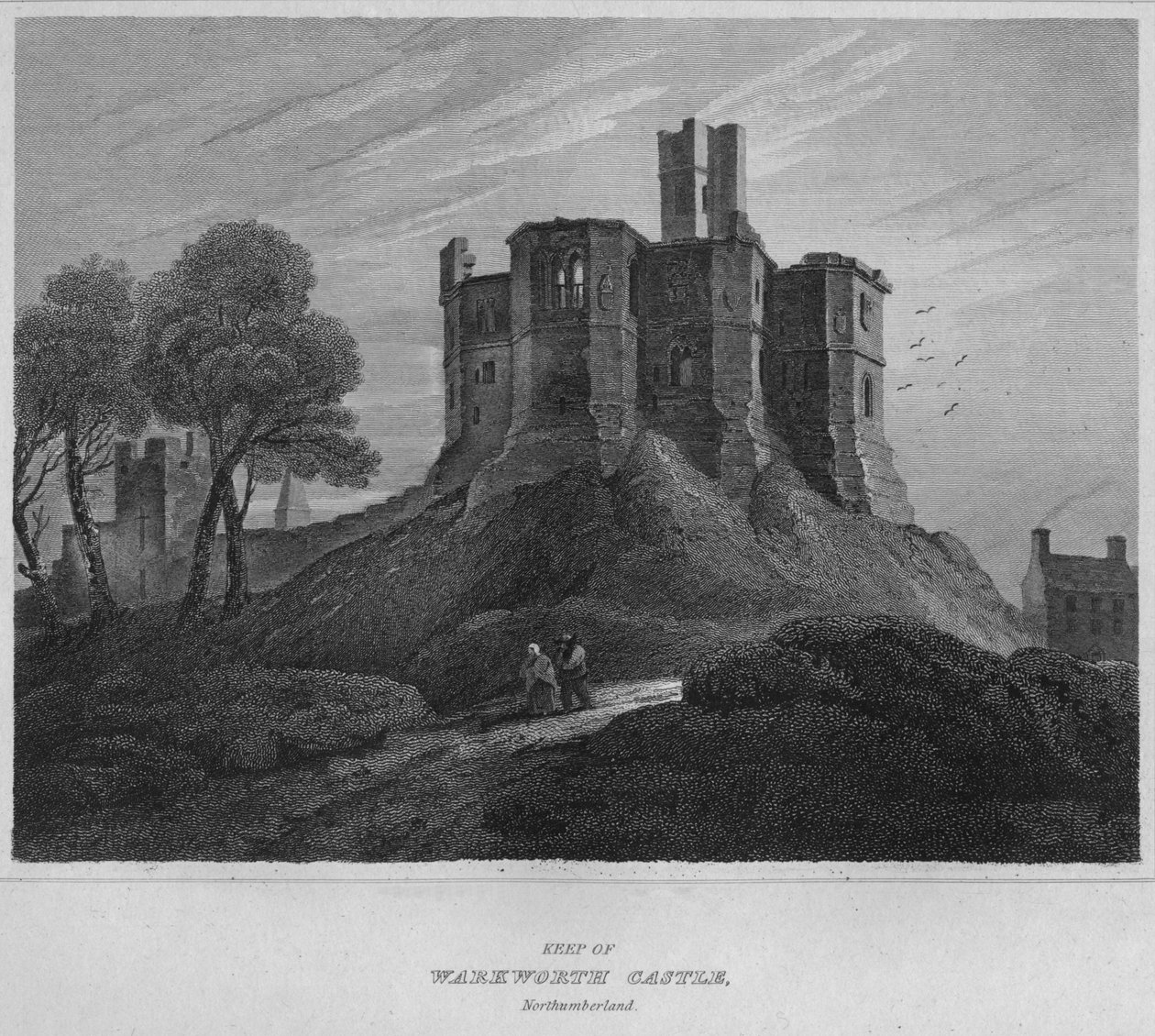 Keep of Warkworth Castle, Northumberland, 1814 av John Greig