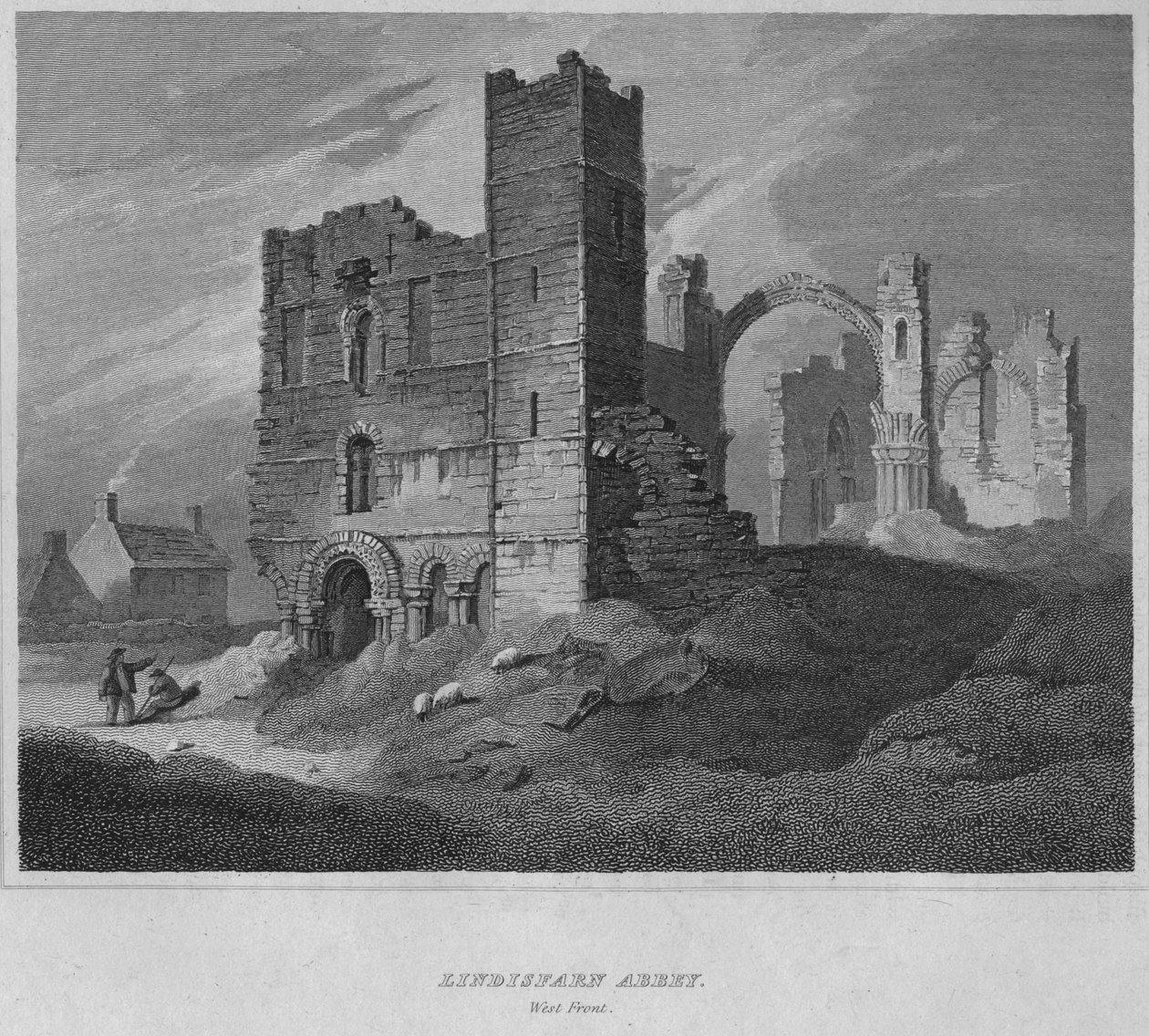 Lindisfarne kloster. Vestfronten, 1814 av John Greig