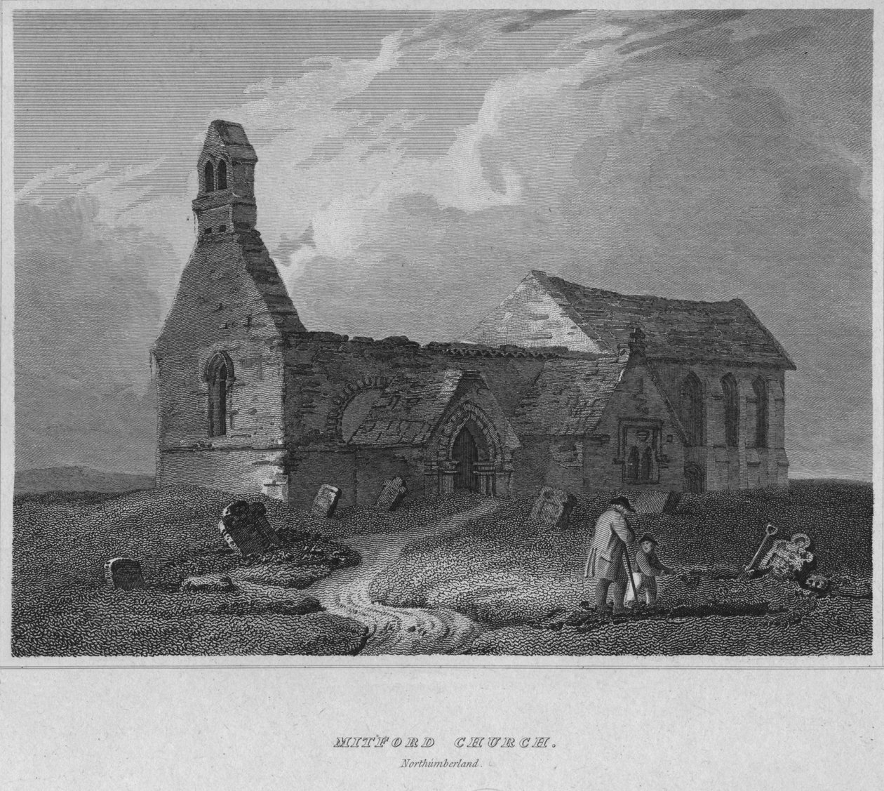 Mitford Church, Northumberland, 1814 av John Greig