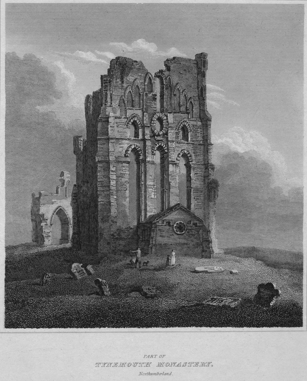 En del av Tynemouth Monastery. Northumberland, 1814 av John Greig