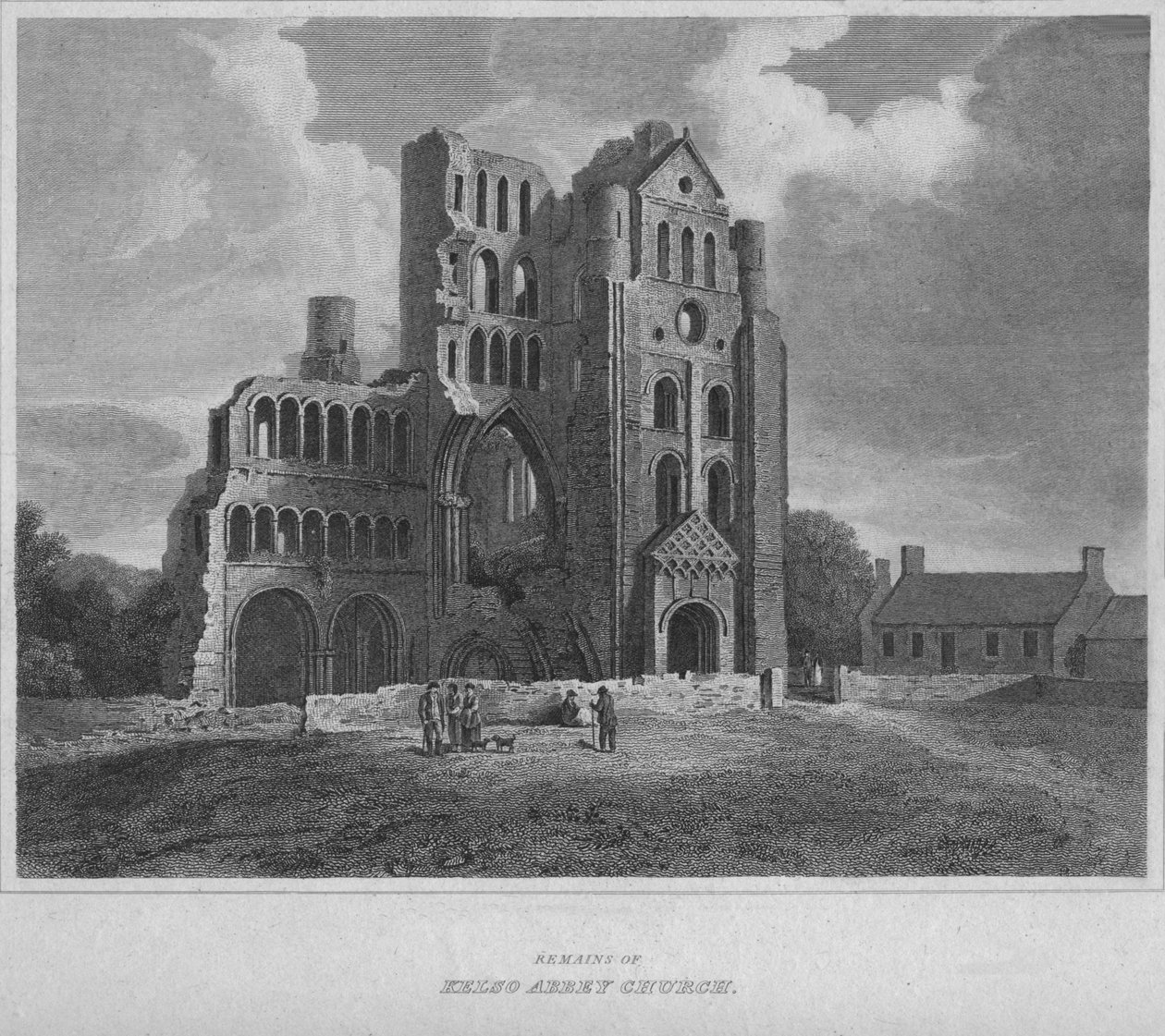 Rester av Kelso Abbey Church, 1814 av John Greig