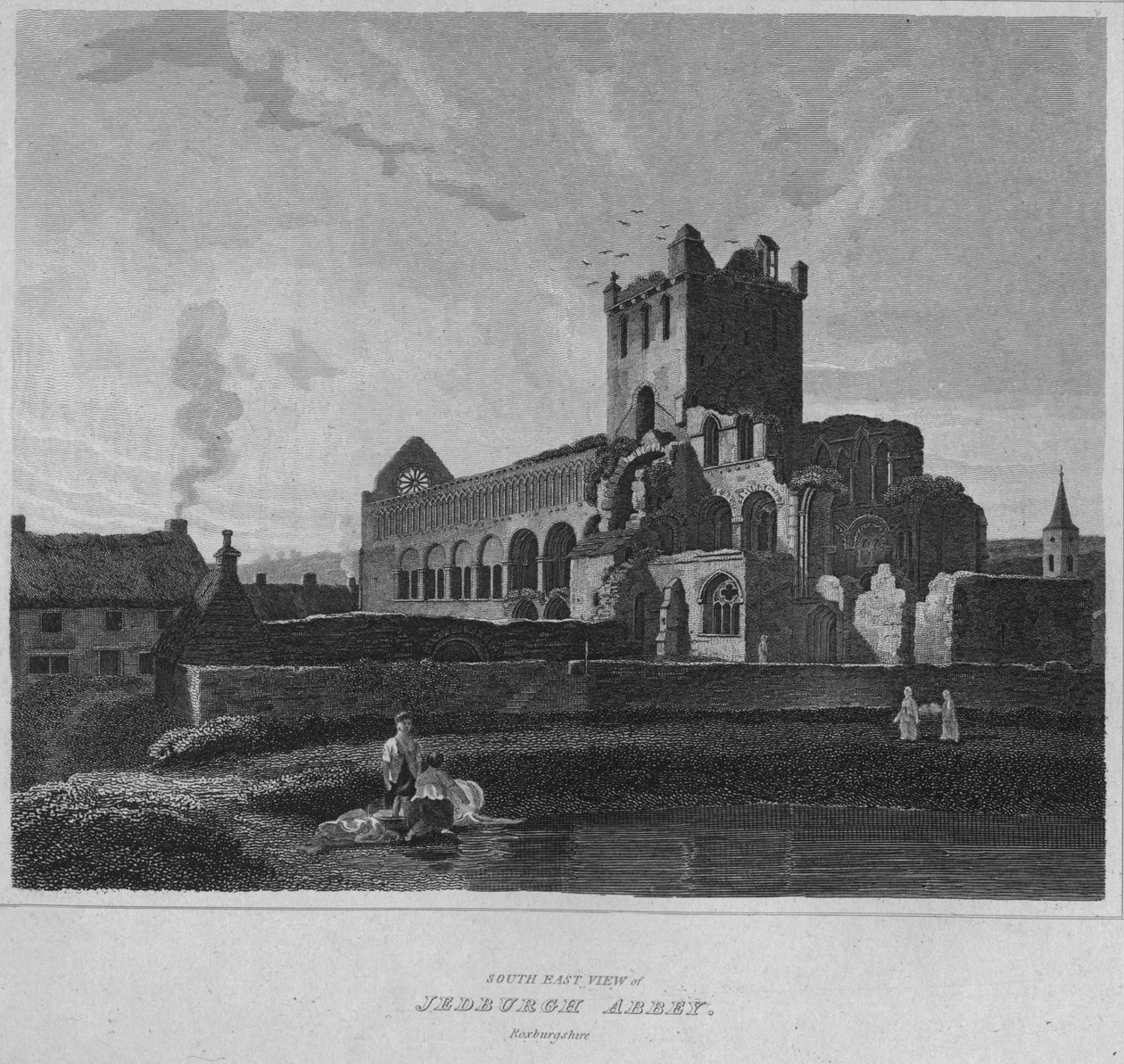Sørøst utsikt over Jedburgh Abbey. Roxburghshire, 1814 av John Greig