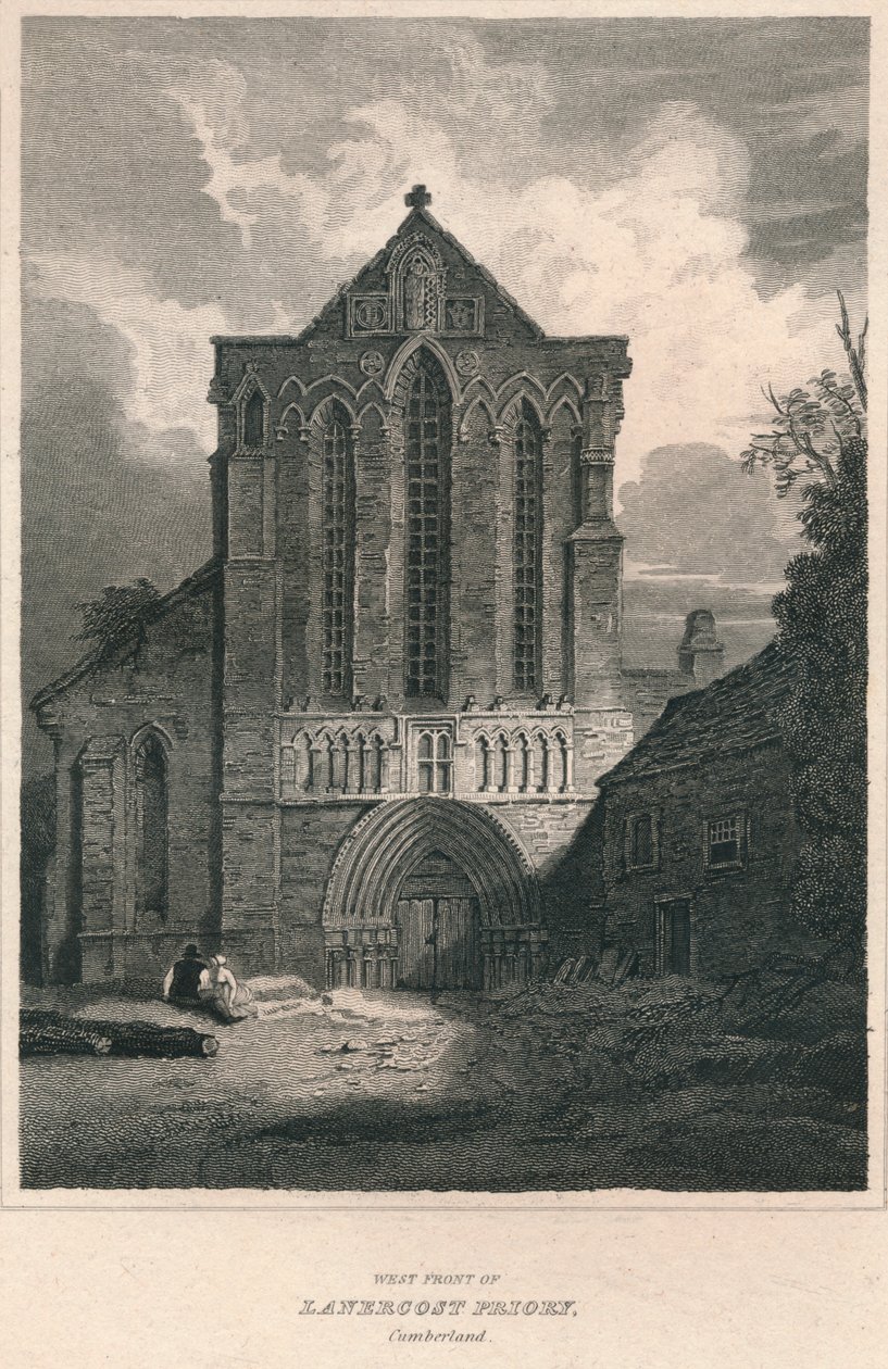 Vestfronten til Lanercost Priory. Cumberland, 1814 av John Greig