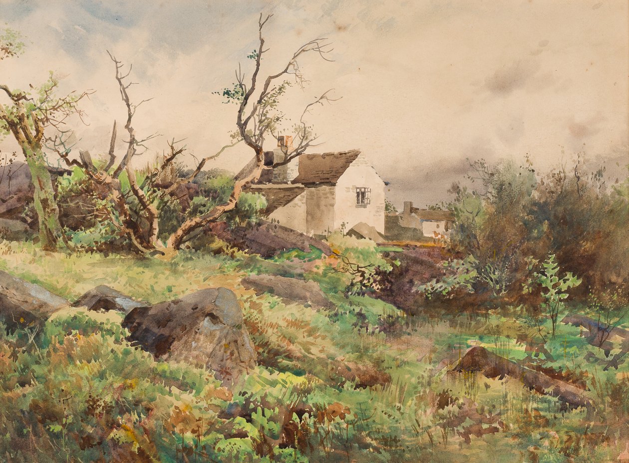 Village and Blackthorn, Humberston (wc på papir) av John Guttridge Sykes