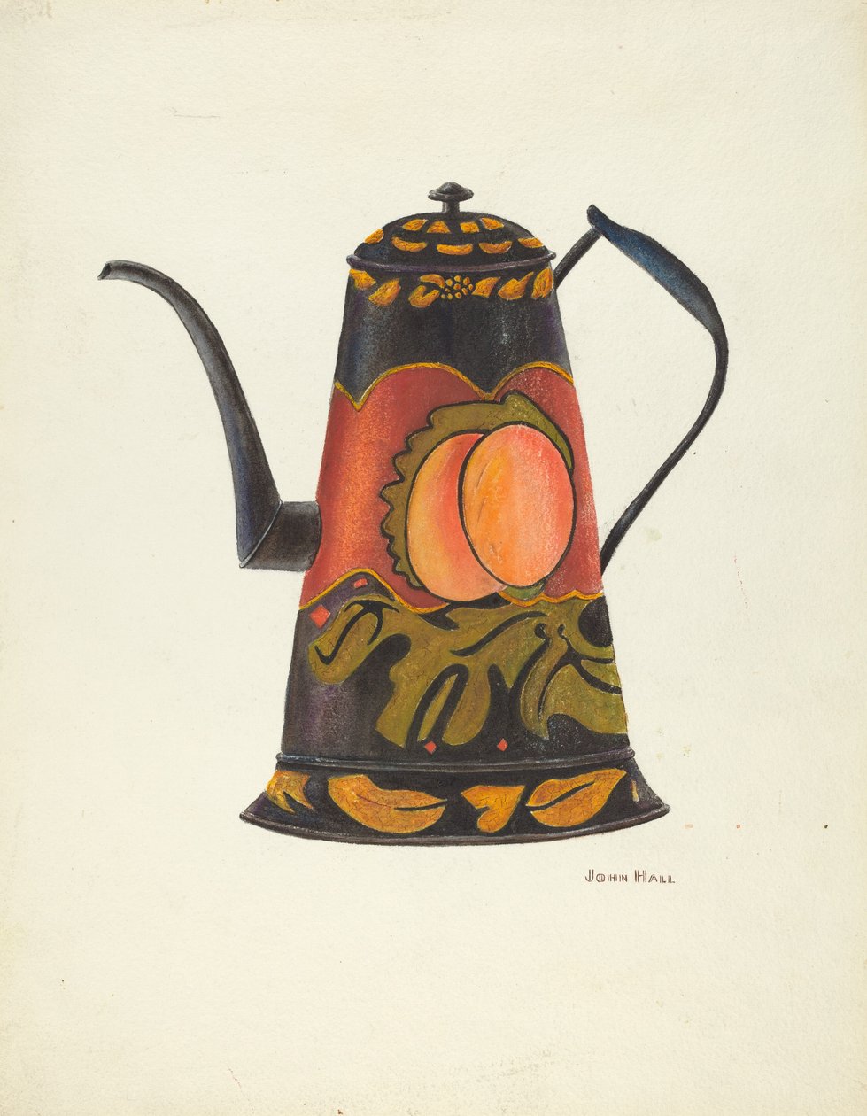 Toleware kaffekanne, 19351942. av John Hall