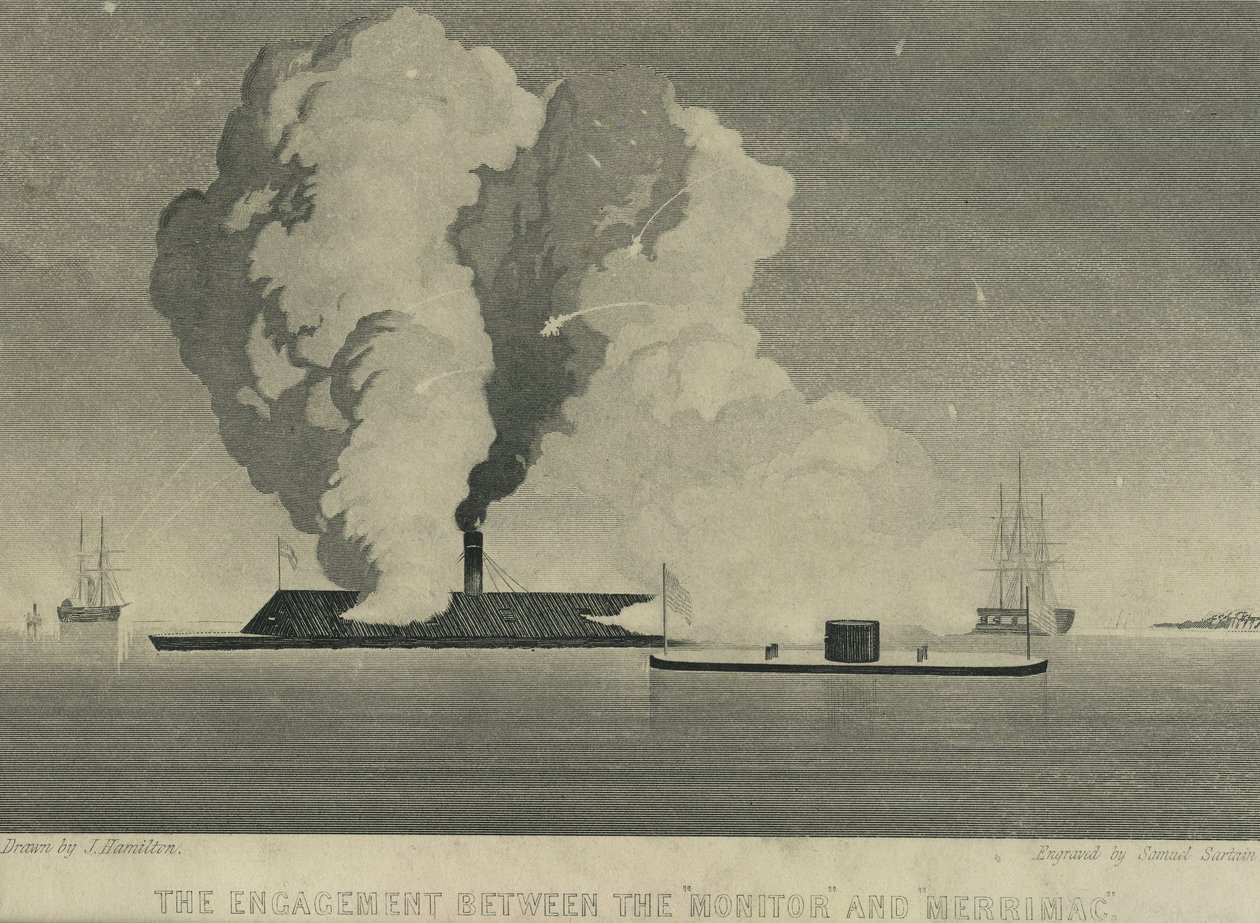 Forlovelsen mellom monitoren og Merrimac, ca. 1863 av John Hamilton