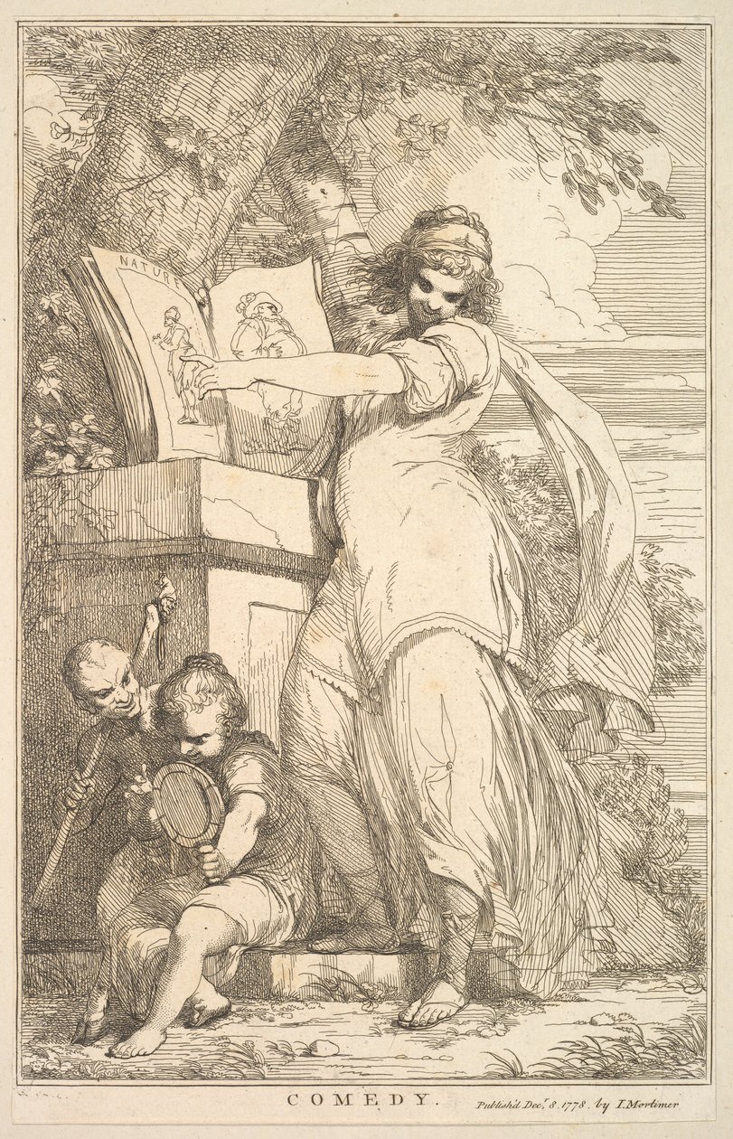 Komedie fra Femten Etchings dedikert til Sir Joshua Reynolds, 8. desember 1778. av John Hamilton Mortimer