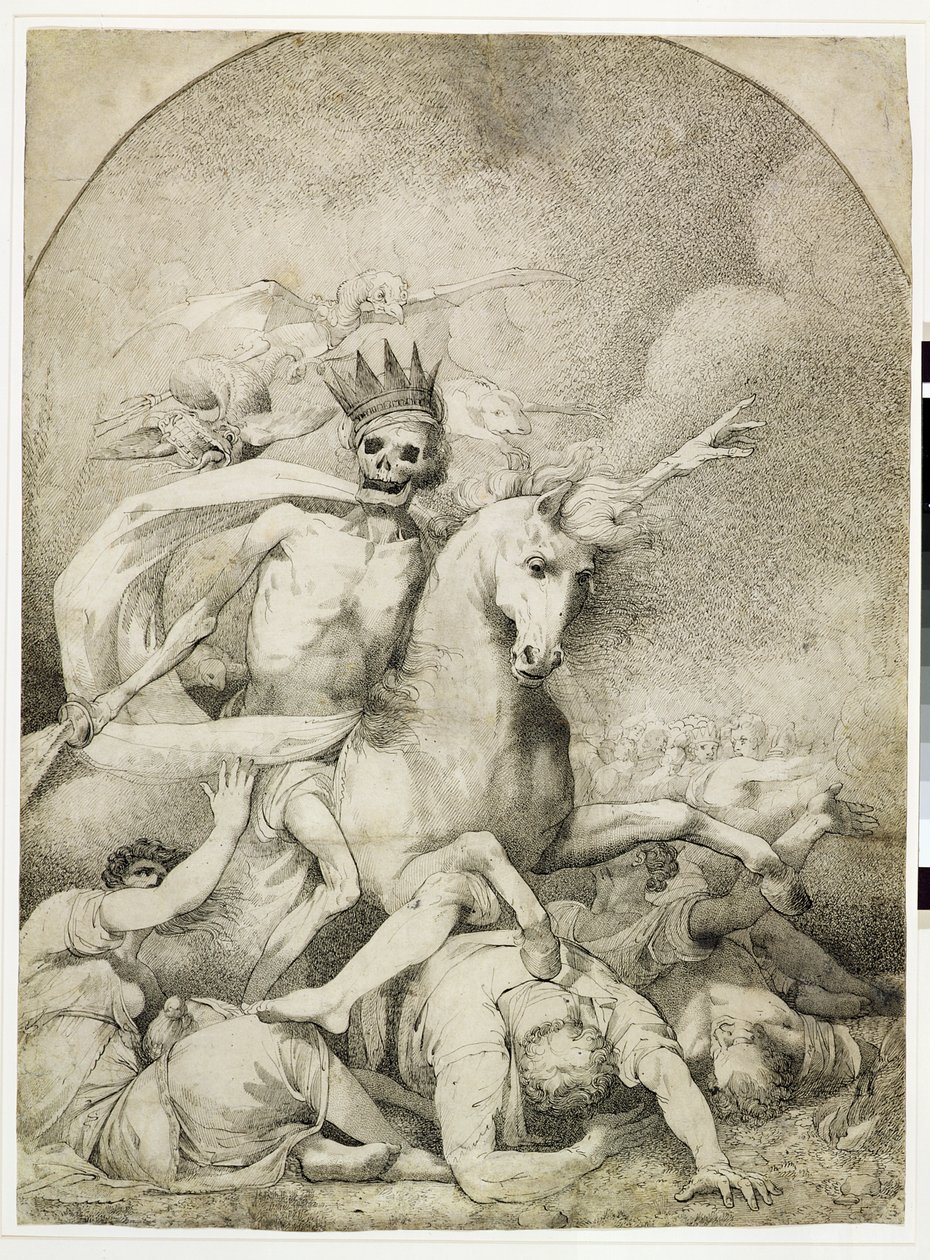 Death on a Pale Horse, ca. 1775 (penn og svart blekk på vevd papir) av John Hamilton Mortimer