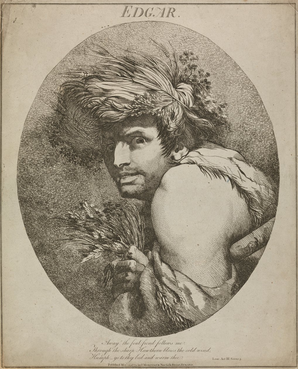 Edgar, "Kong Lear", akt III, scene III av John Hamilton Mortimer