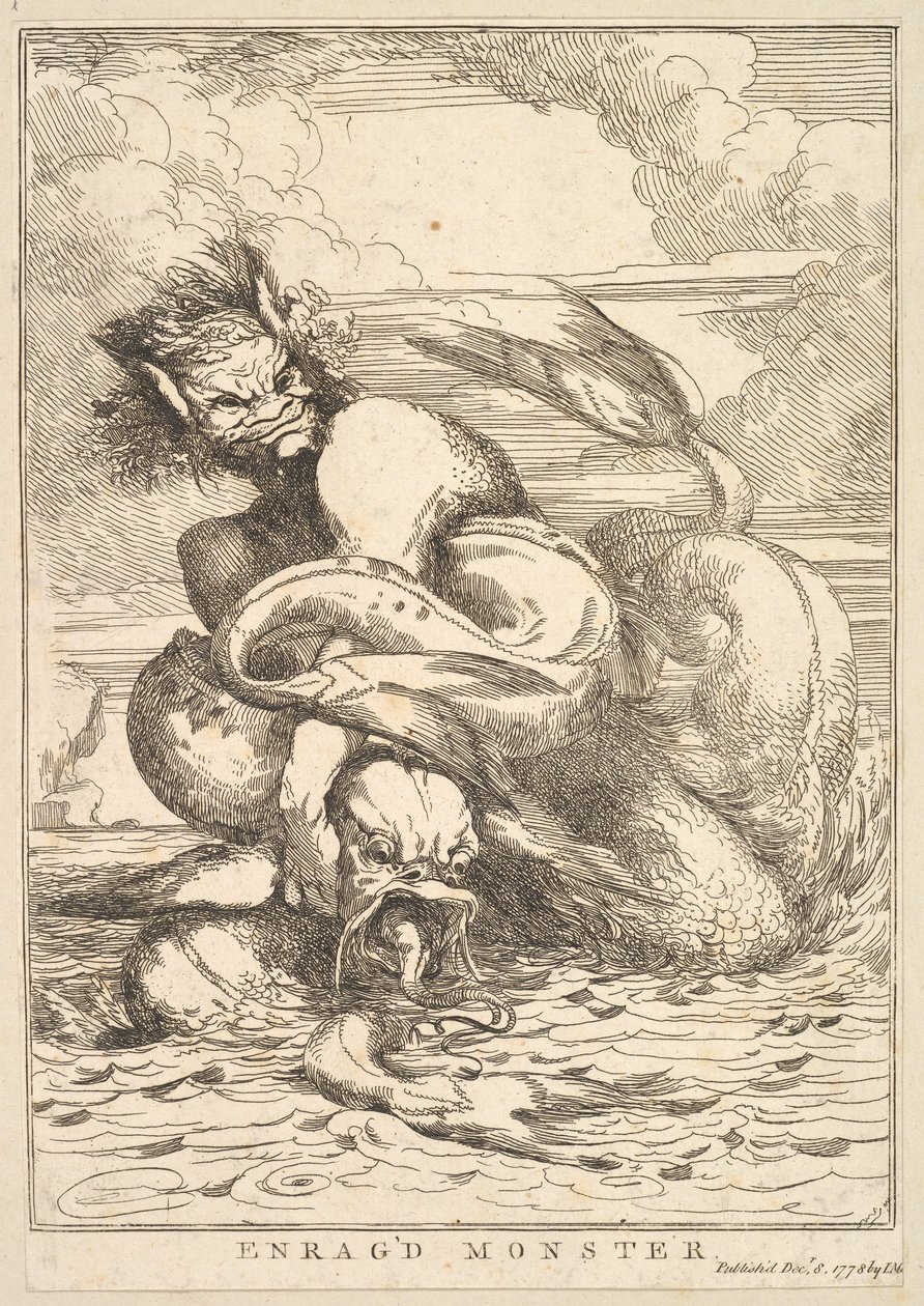 Enragd Monster fra Femten Etchings Dedikert til Sir Joshua Reynolds, 8. desember 1778. av John Hamilton Mortimer