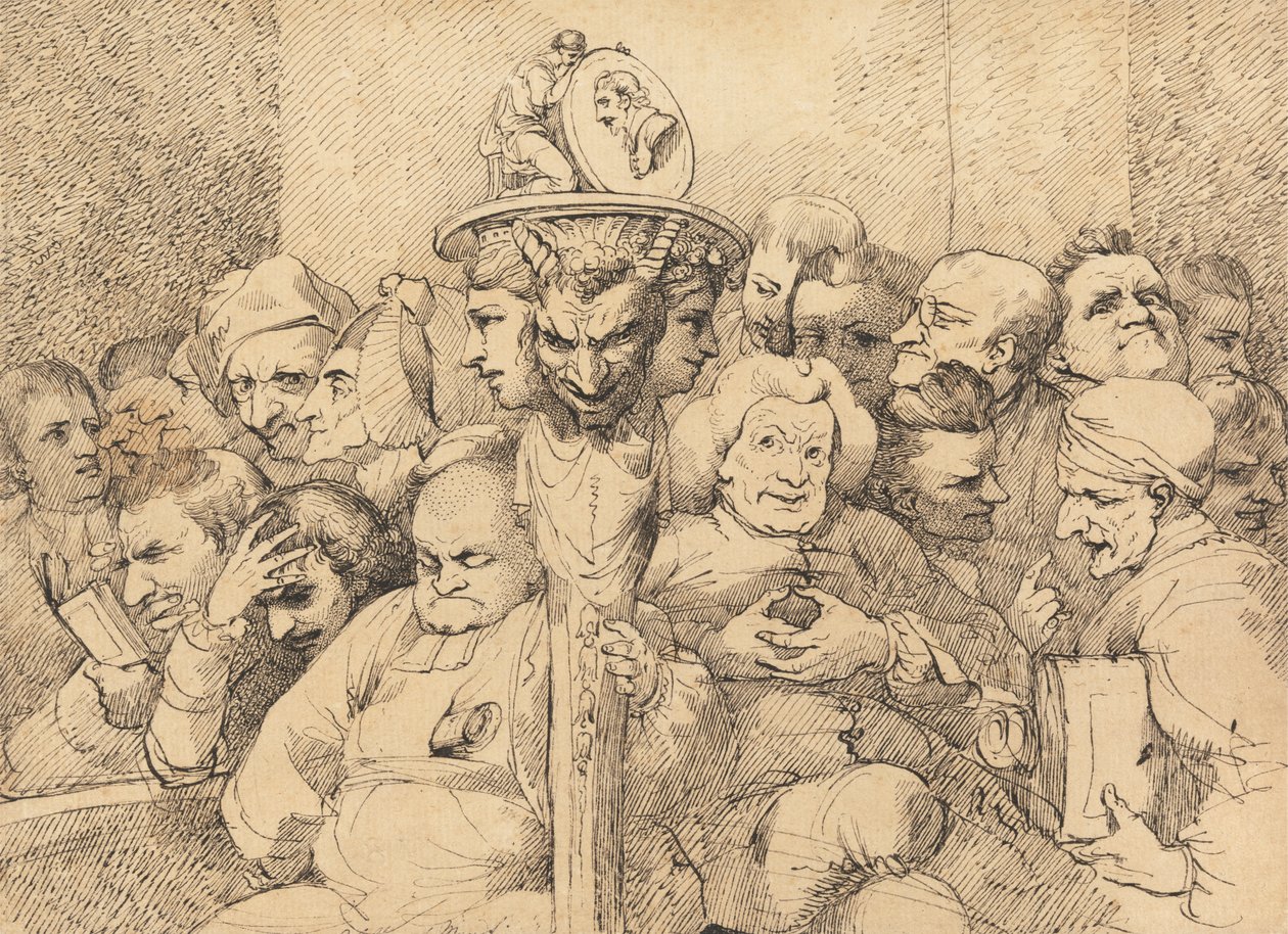 Litterære karakterer samlet rundt Shakespeares medalje av John Hamilton Mortimer