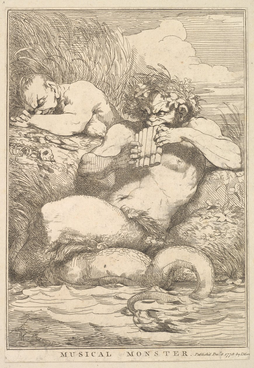 Musikalsk monster fra femten etsninger dedikert til Sir Joshua Reynolds, 8. desember 1778. av John Hamilton Mortimer