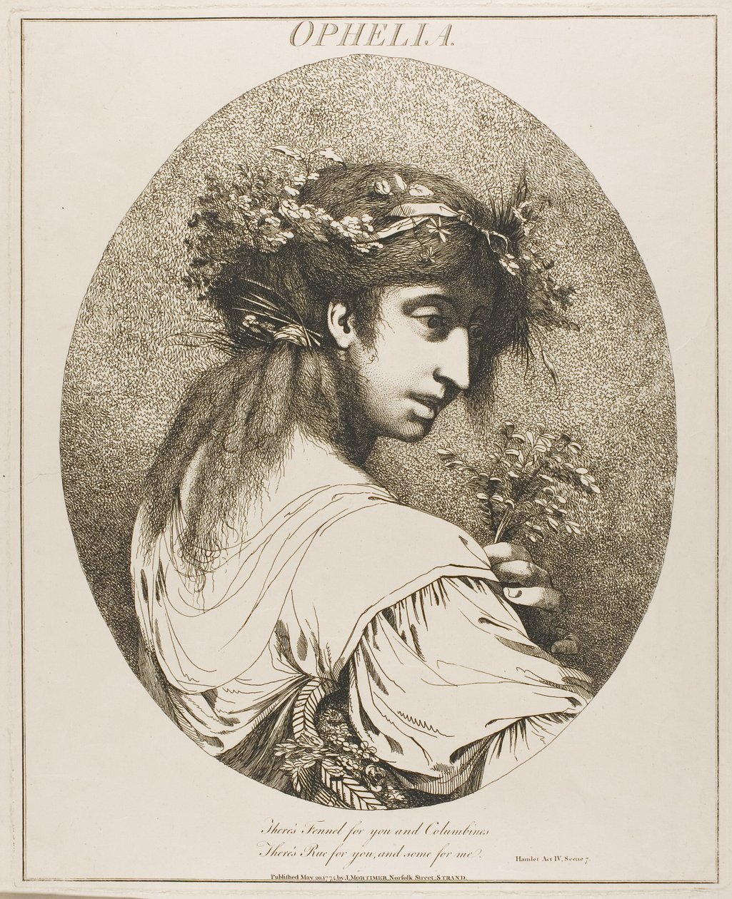 Ophelia, fra Twelve Characters fra Shakespeare av John Hamilton Mortimer
