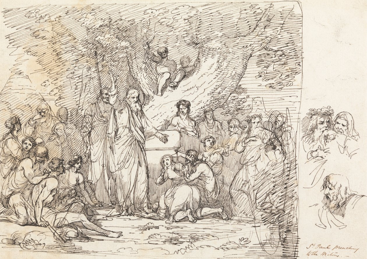 Saint Paul forkynner for britene av John Hamilton Mortimer
