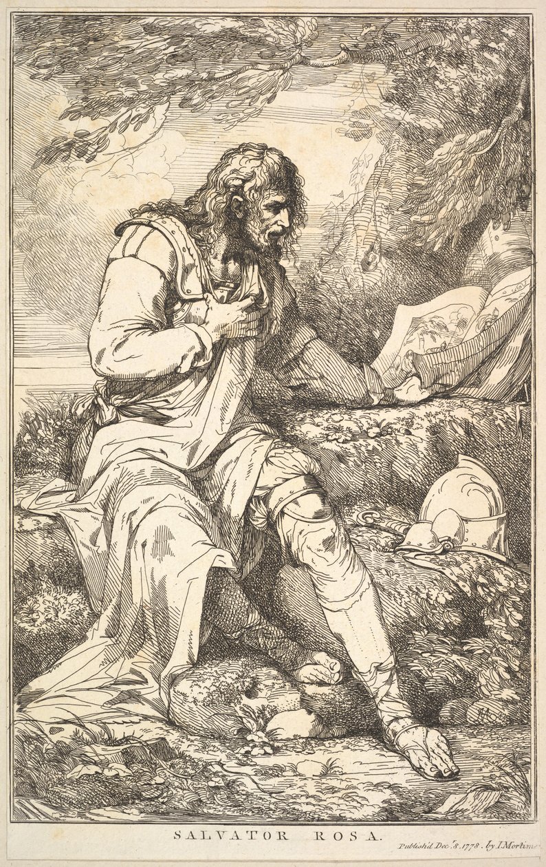 Salvator Rosa fra Femten Etchings Dedikert til Sir Joshua Reynolds, 8. desember 1778. av John Hamilton Mortimer