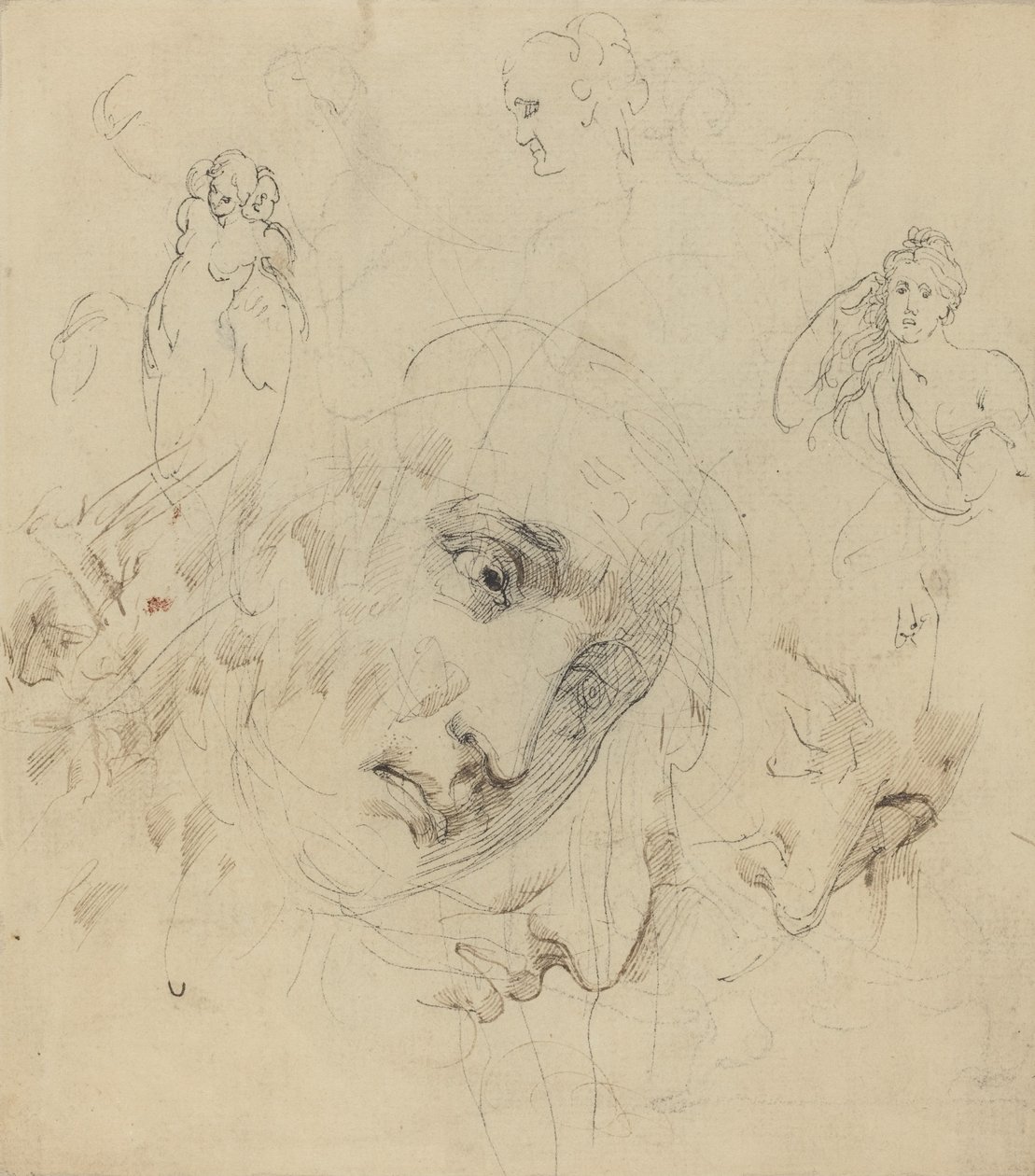 Studier med Central Female Face av John Hamilton Mortimer