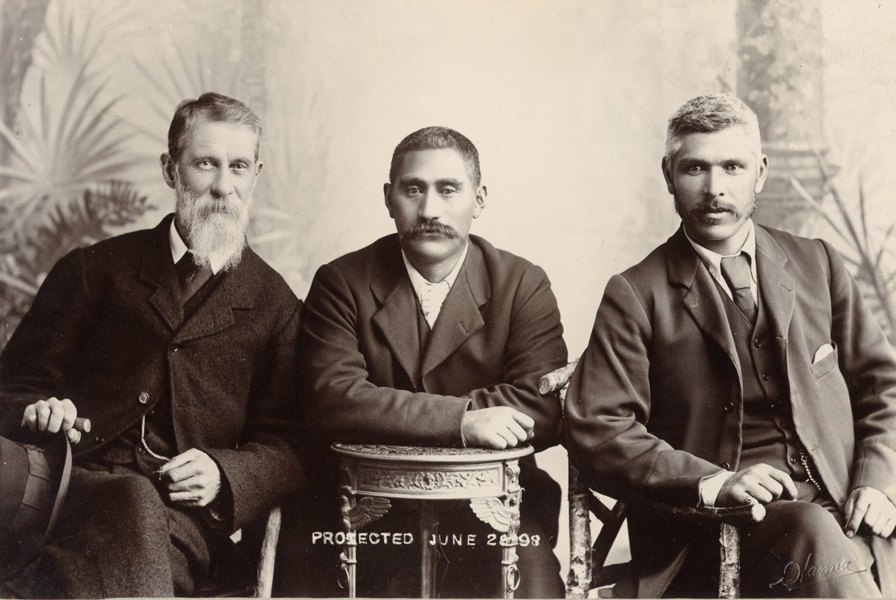 William Australia Graham, King Mahuta Tawhaio og Tahuna Heirangi, juni 1898 (sølvgelatintrykk) av John Hanna