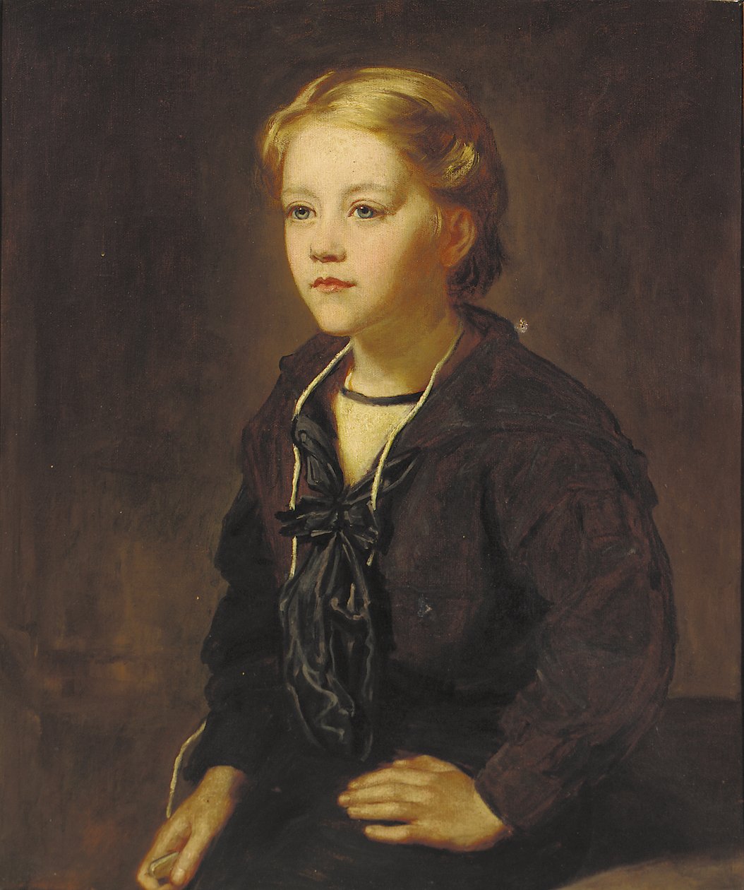 Portrett av Lewin Edward Cadogan, sittende trekvart lang, i en matrosdress (olje på lerret) av John Hanson Walker